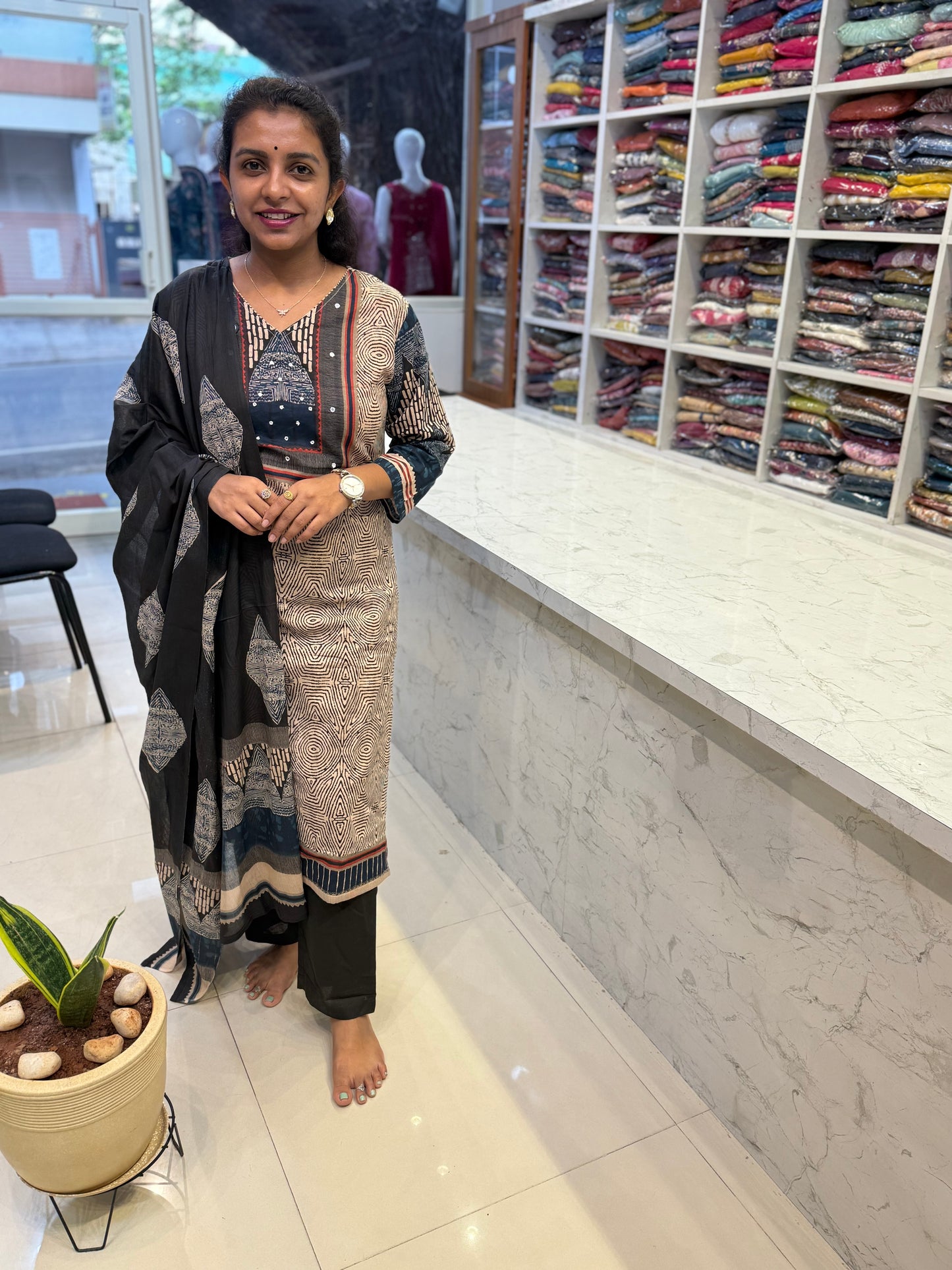 Printed Pure Cottons kurti with pant and Dupatta