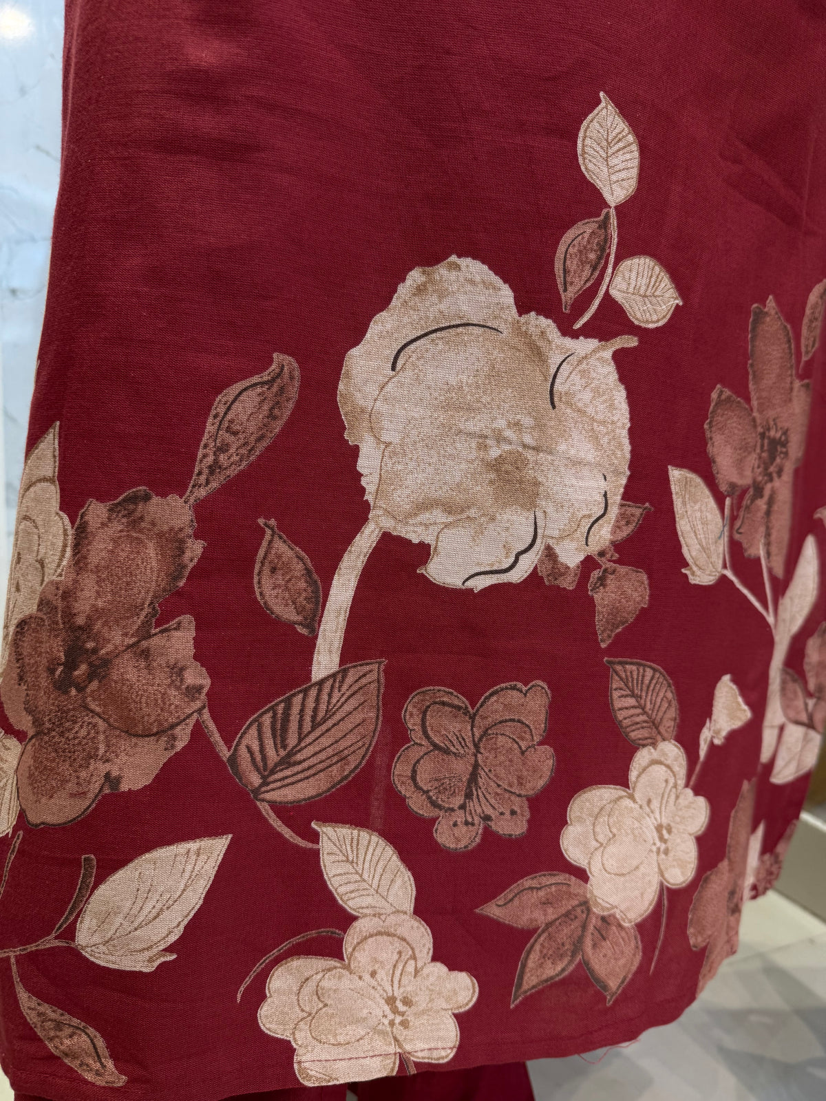 Marron Pure Cotton Flex Kurti With Pant and Dupatta -HSC1300