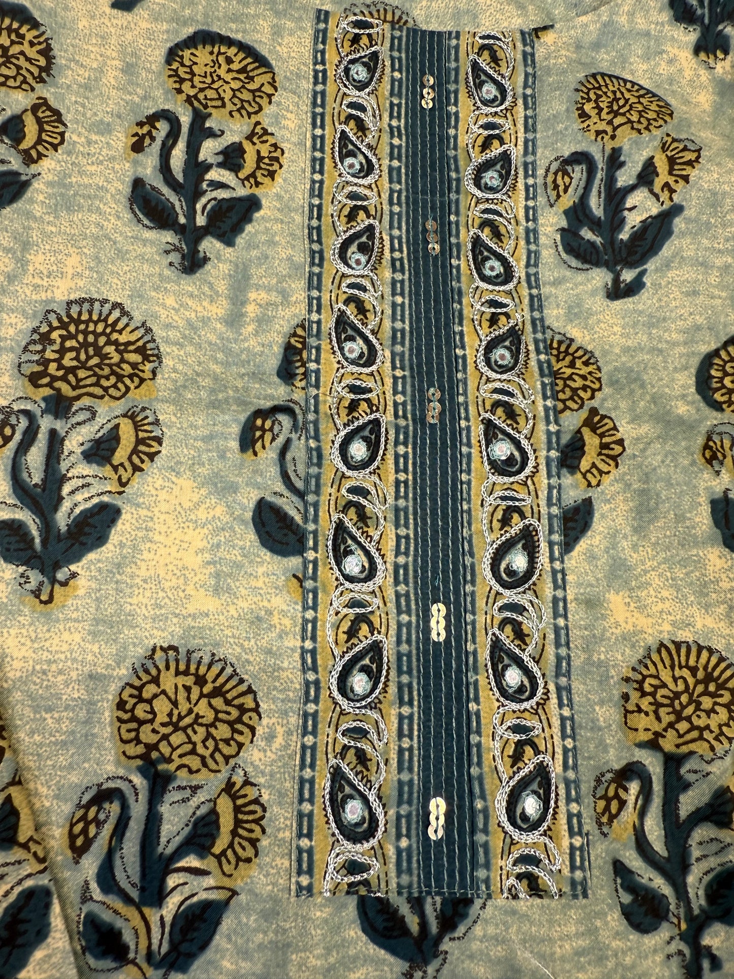 Green Printed Kurti With Pant and Dupatta