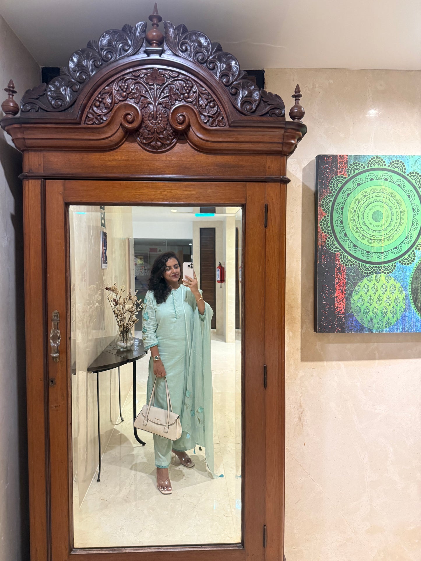 Brush Painted Pure Cotton Kurti With Pant and Dupatta