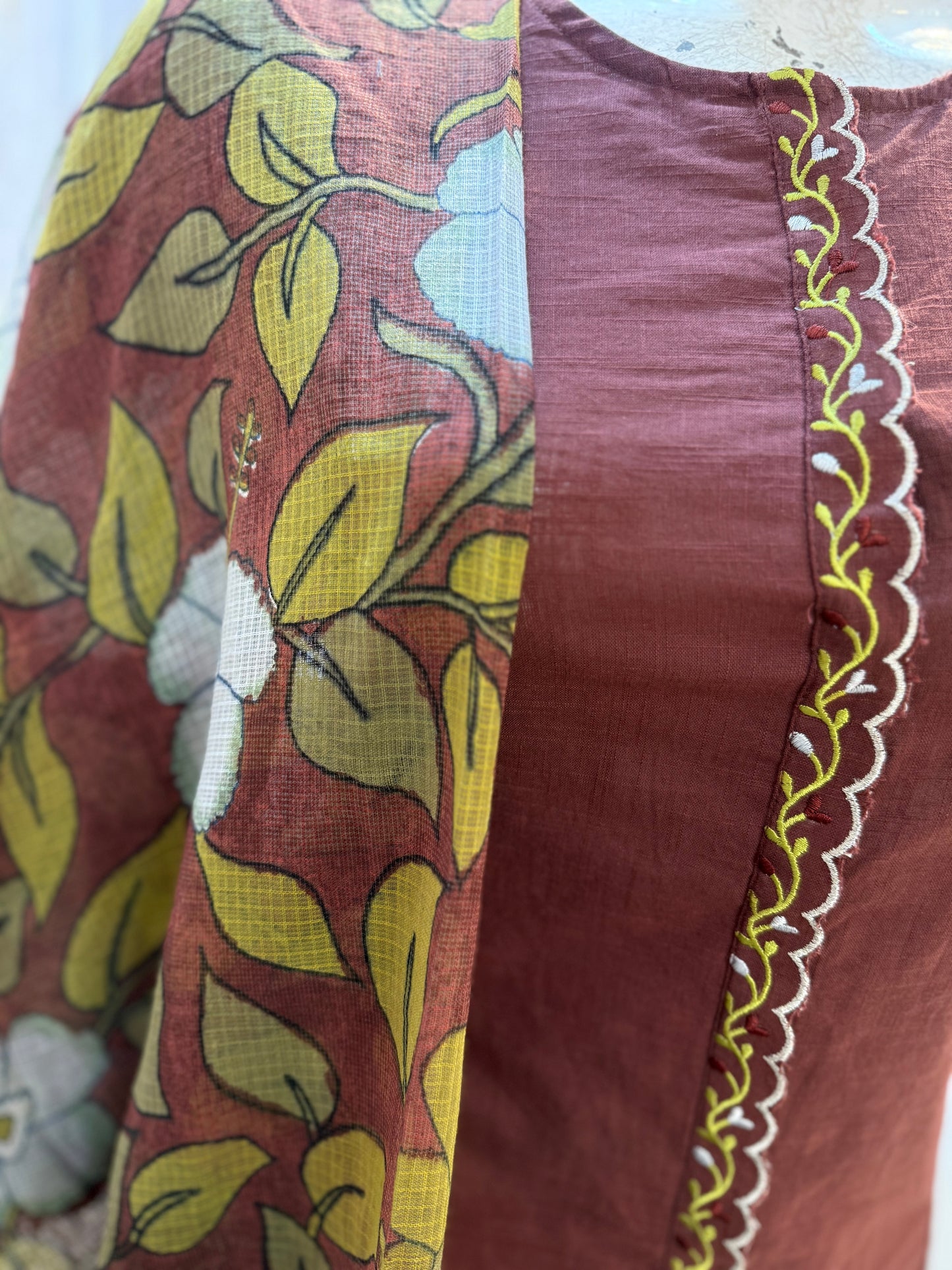Pure Cotton Scallop cut work pant Boutique design Printed Dupatta-HSC5