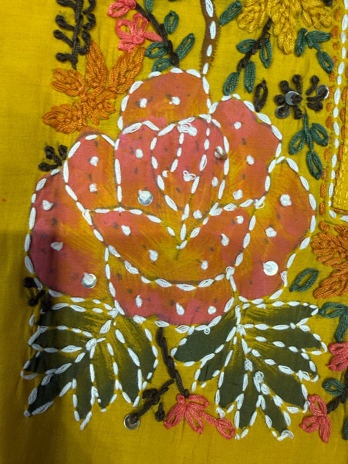 Yellow Embroidery Thread Work Kurti With Pant and Dupatta -HSC1236