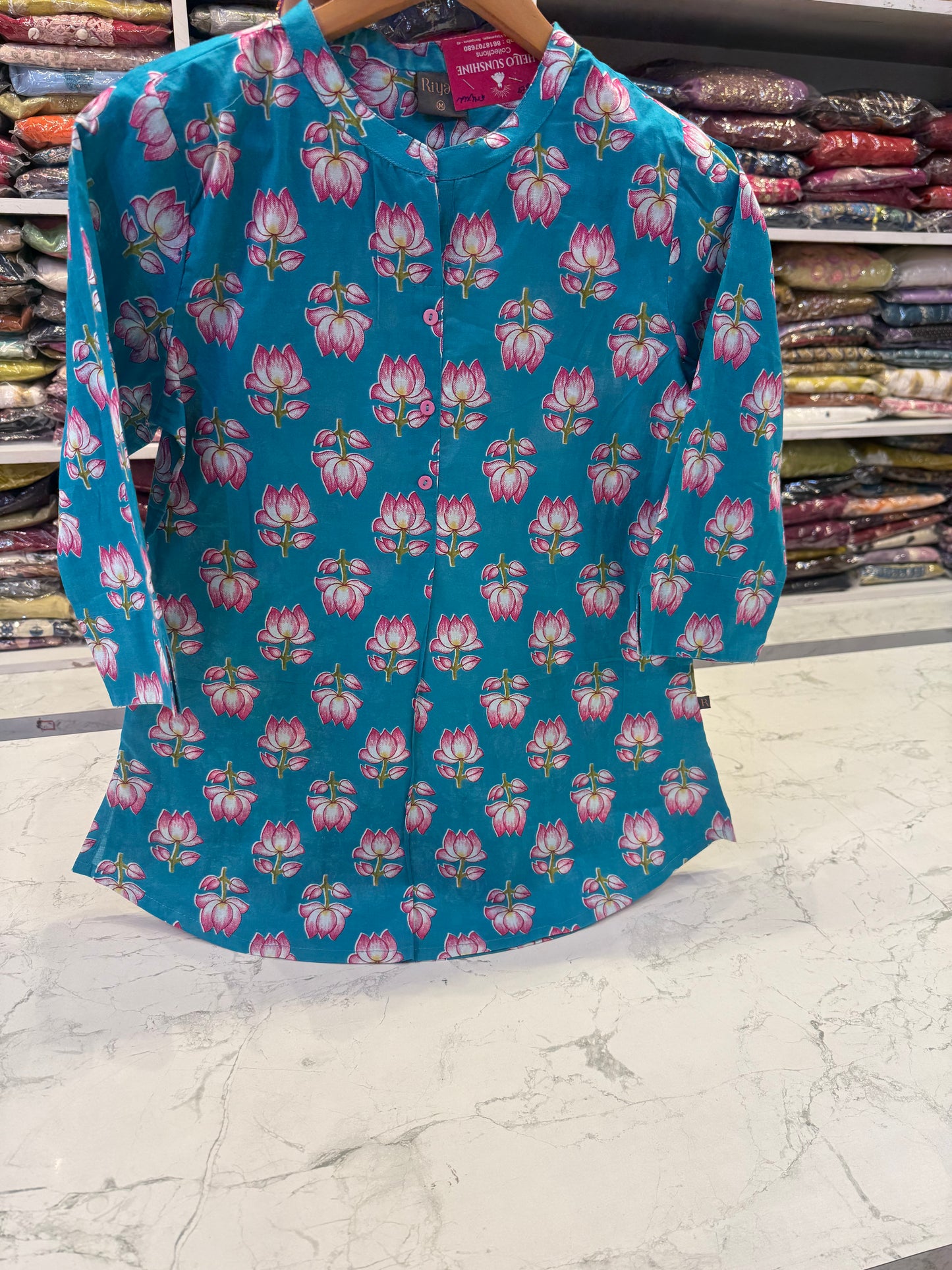 Lotus Printed Pure Cotton Tunics Top