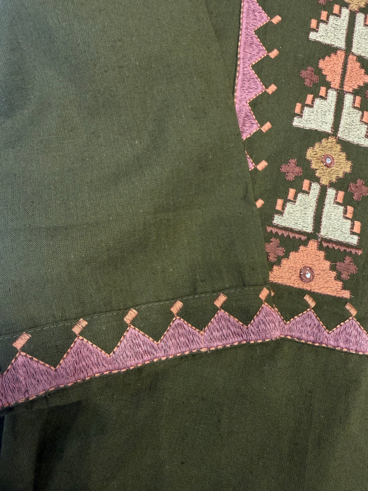 Green Embroidery Pure Cotton Flex Work Tunics Top