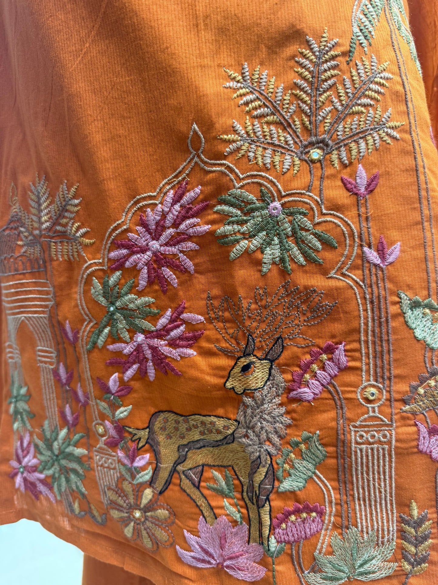 Deer Pure Mul  Cotton Embroidery Salwar Set