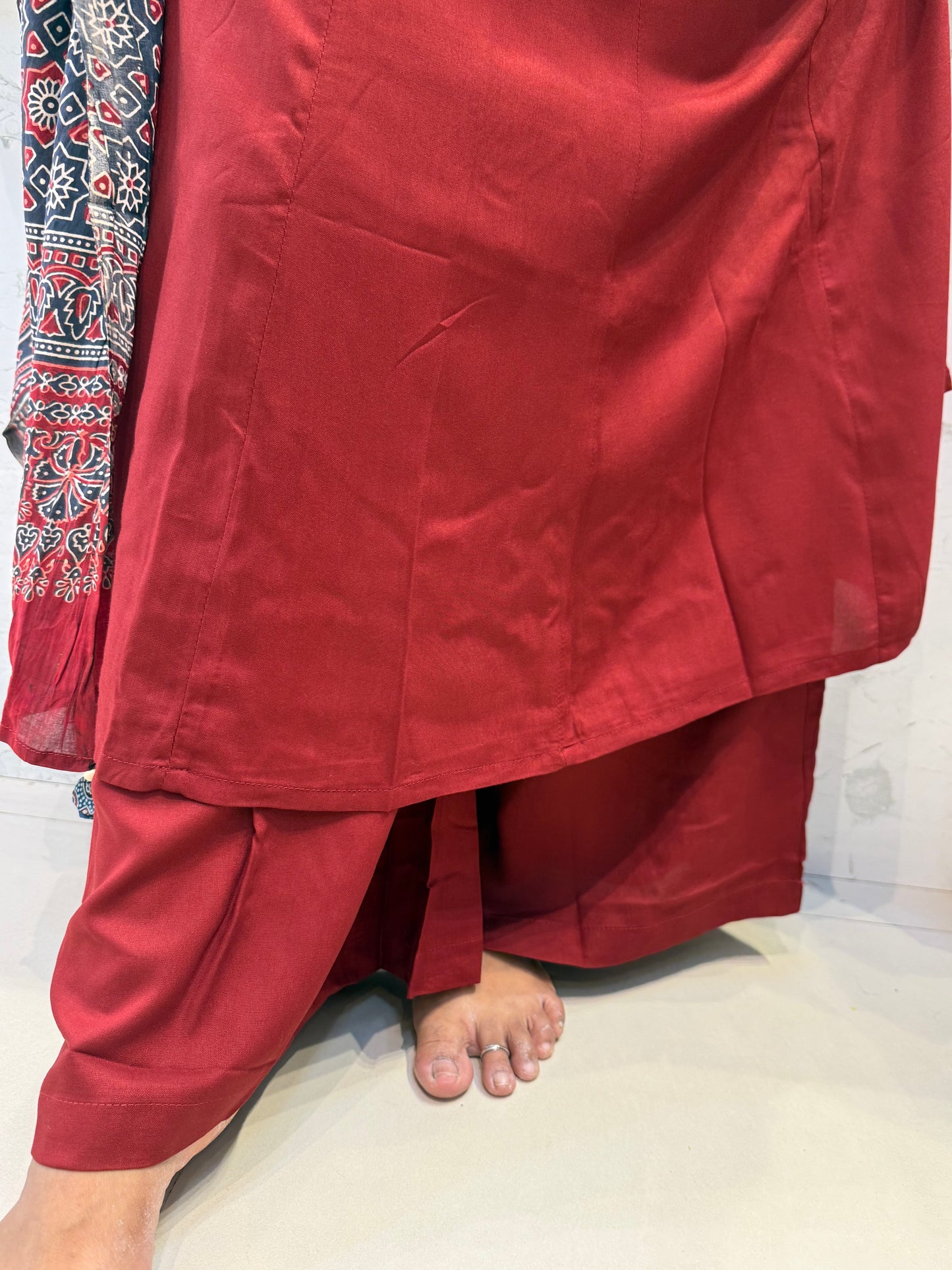 Premium Pure Rayon Ajark Printed Dupatta With Pant-HSC111
