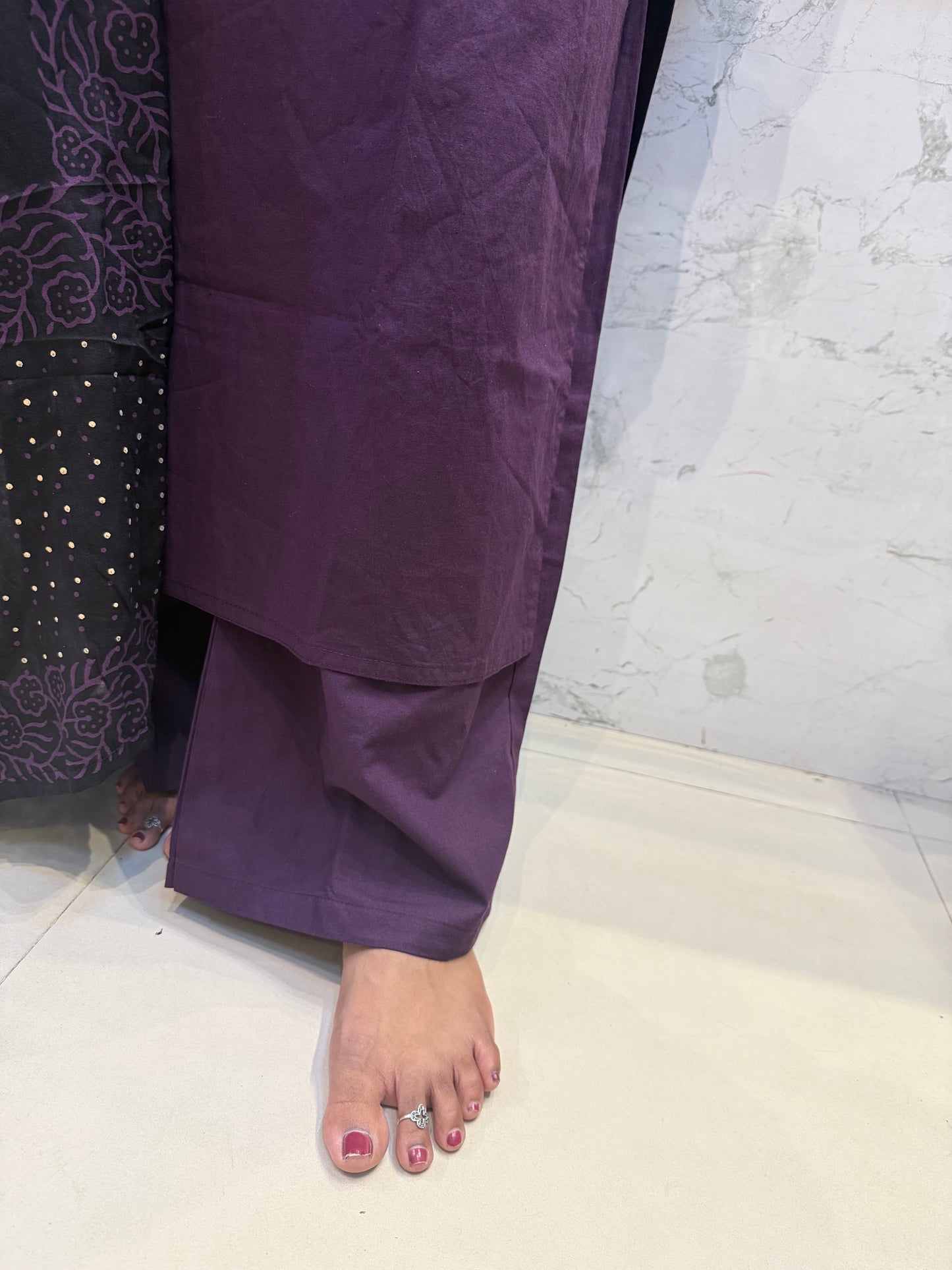 Block Printed Pure Cotton Kurti with Pant and Dupatta