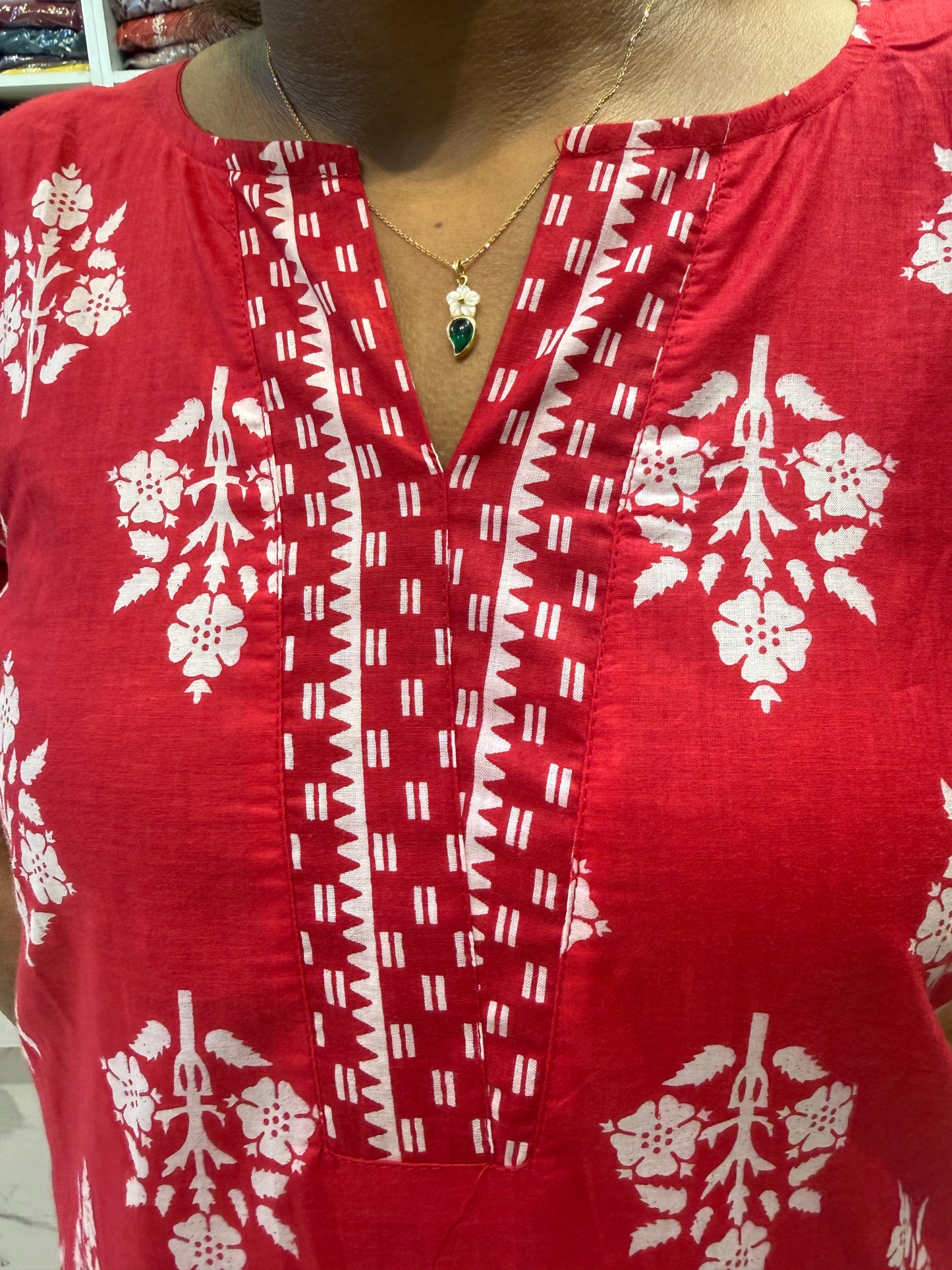 Pink Printed Cotton Kurti With Pant and Dupatta-HSC154
