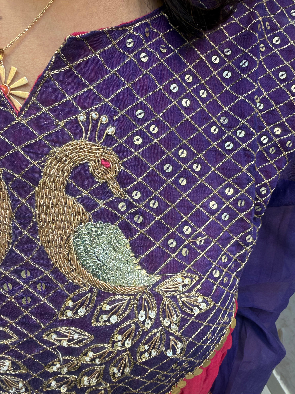 Pink Pure Banarasi Mul Chanderi Hand Embroidery A-line Kurti With Pant and Dupatta - HSC1179