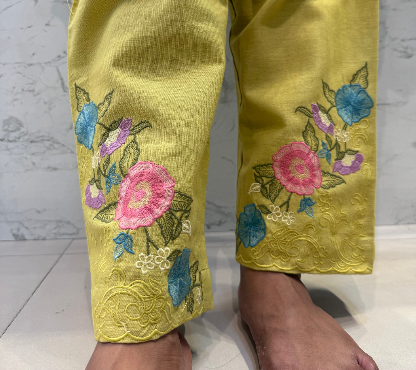 Green Pure Cotton Flex Embroidered Co-ords-HSC92