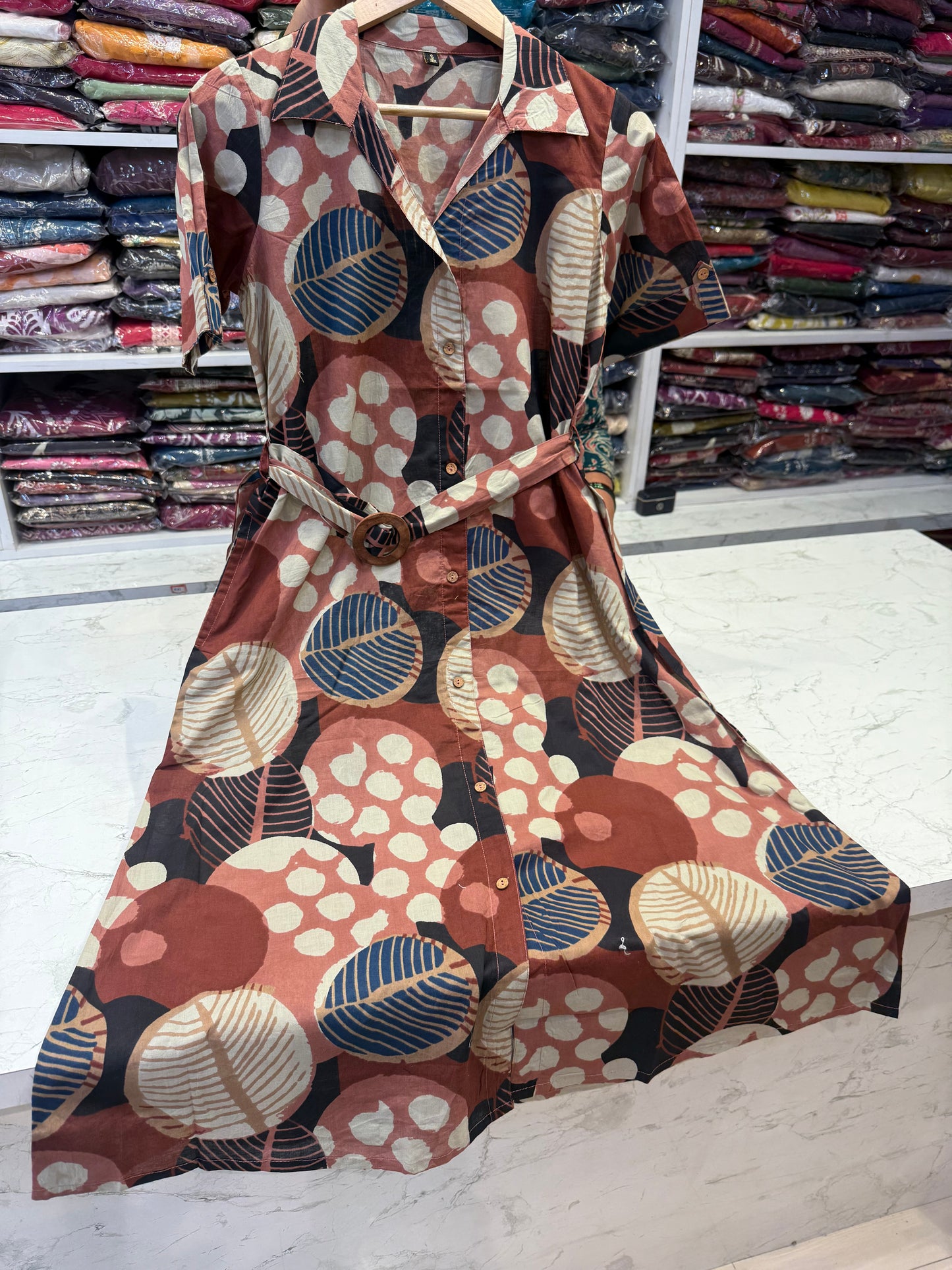 Printed Pure Cotton A-line Dress-HSC21