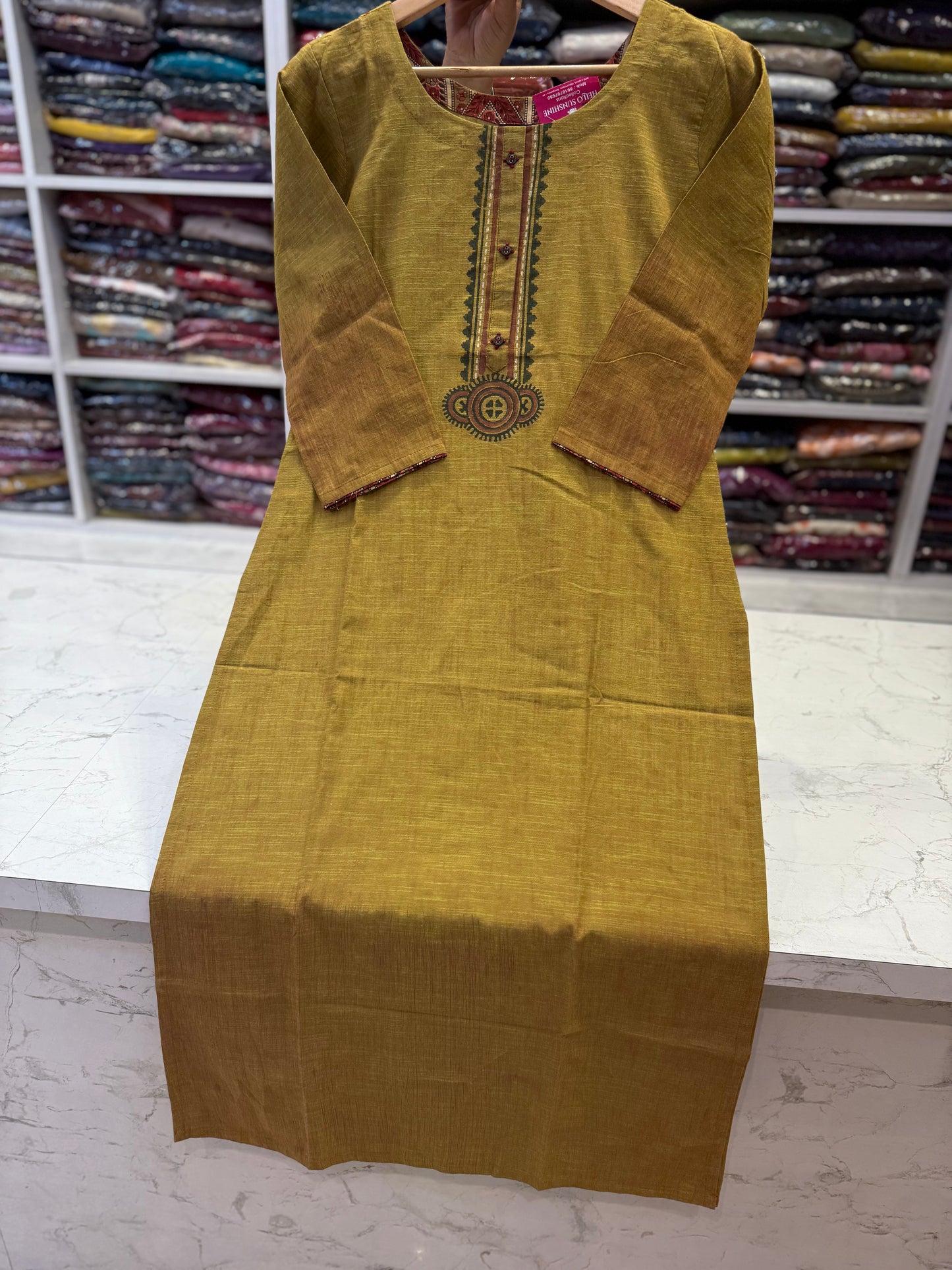 Dual shades Mustard and olive Kurti