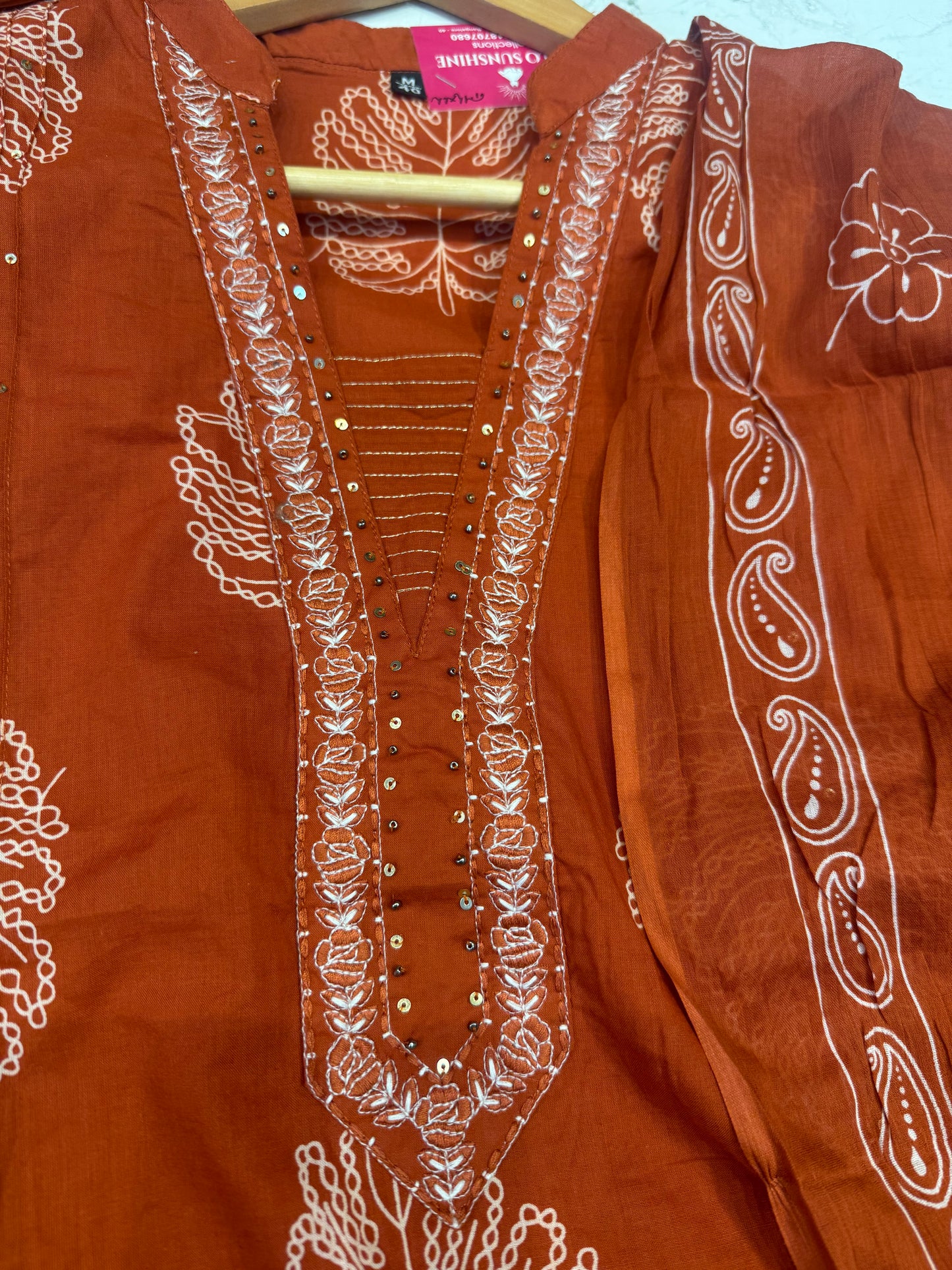 Leaf Printed Cotton Kurti With Pant and Dupatta