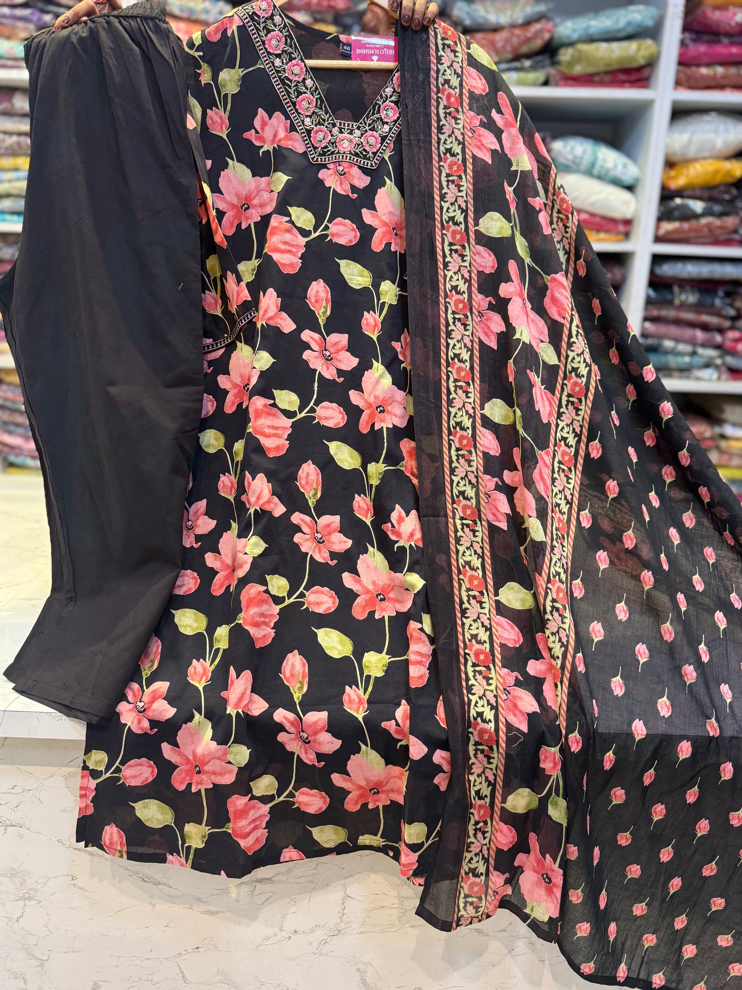 Black Printed Cotton Salwar Set