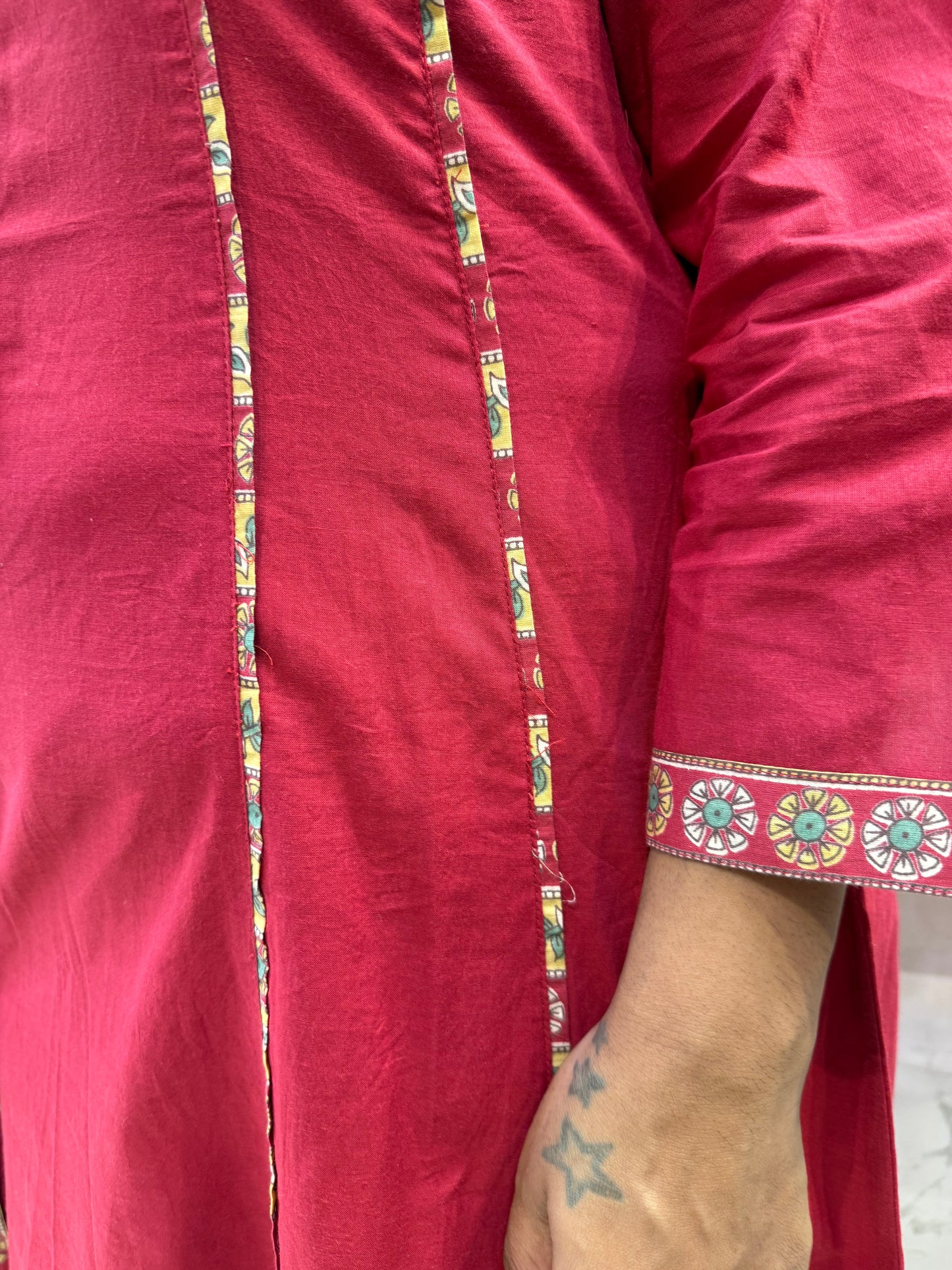 Appliqué Pure Cotton Printed Pant And Kurti With Dupatta-HSC82