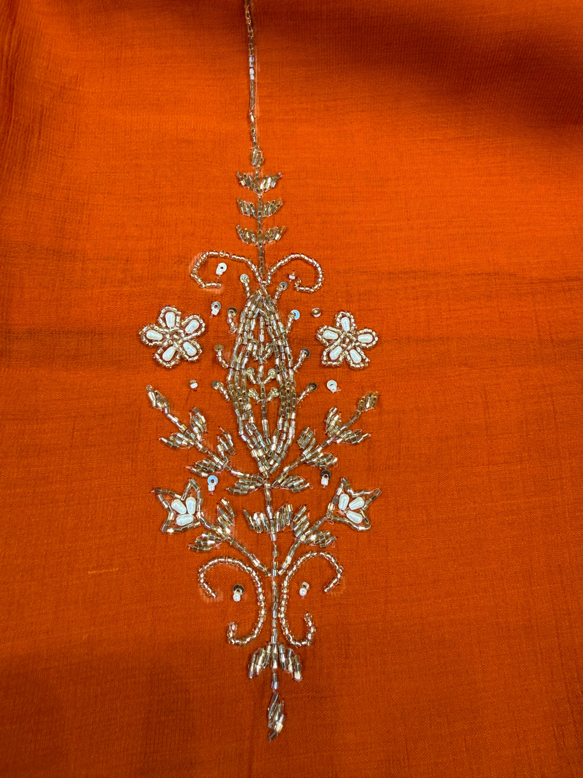 Rust Orange Hand Embroidery Kurti With Pant and Dupatta -HSC1273