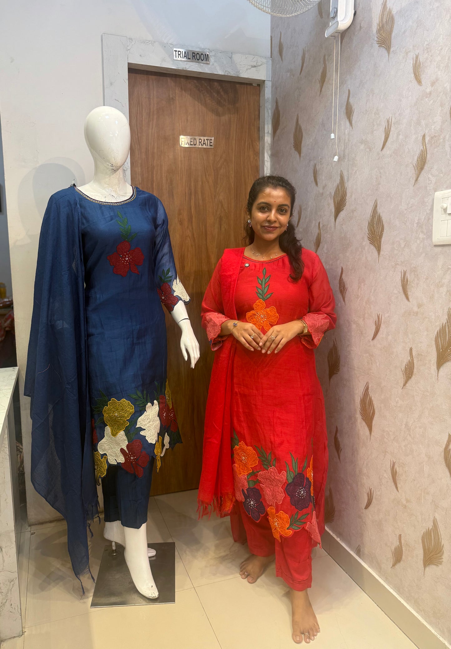 Premium Pure Mul Chanderi Cut Work Kurti With Pant and Dupatta