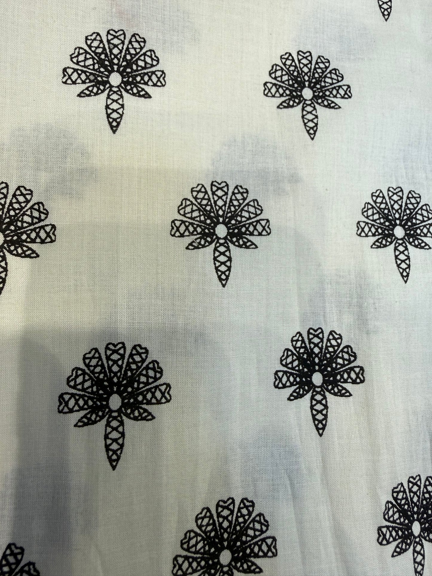 Half White Printed Pure Cotton A-line Kurti