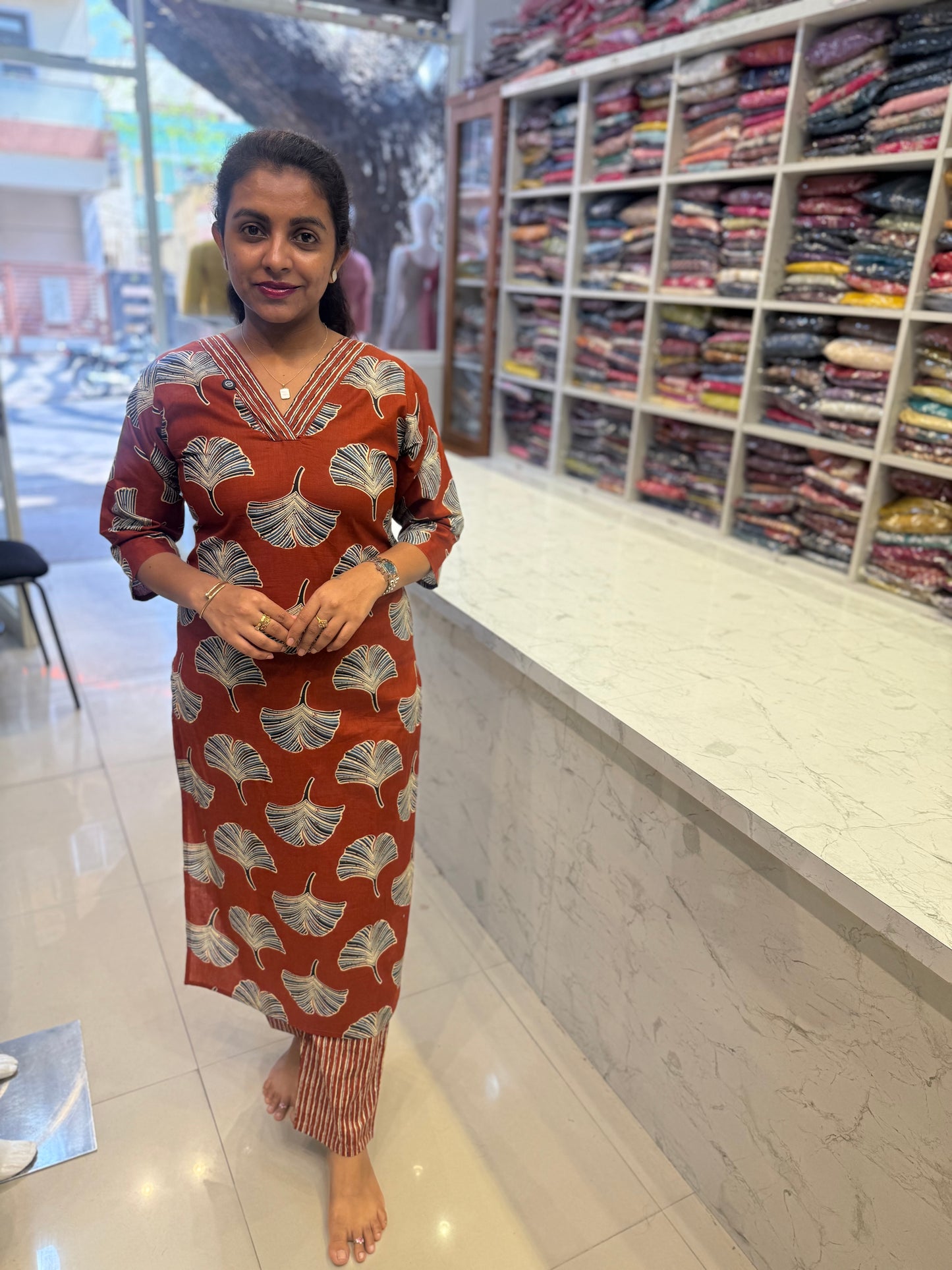 Printed Pure Cotton Kurti and Pant- HSC9