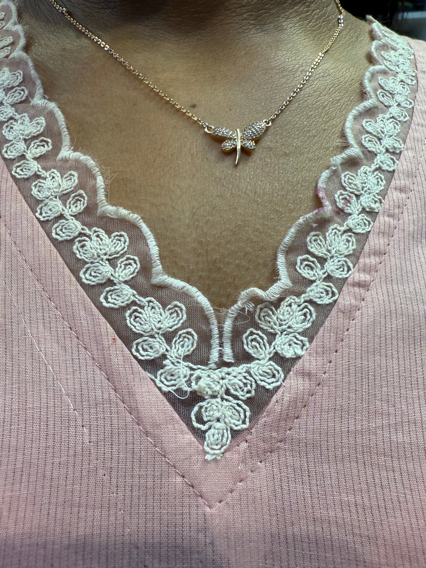 Pure Mul Cotton Lace Embroidery Kurti With Pant and Dupatta