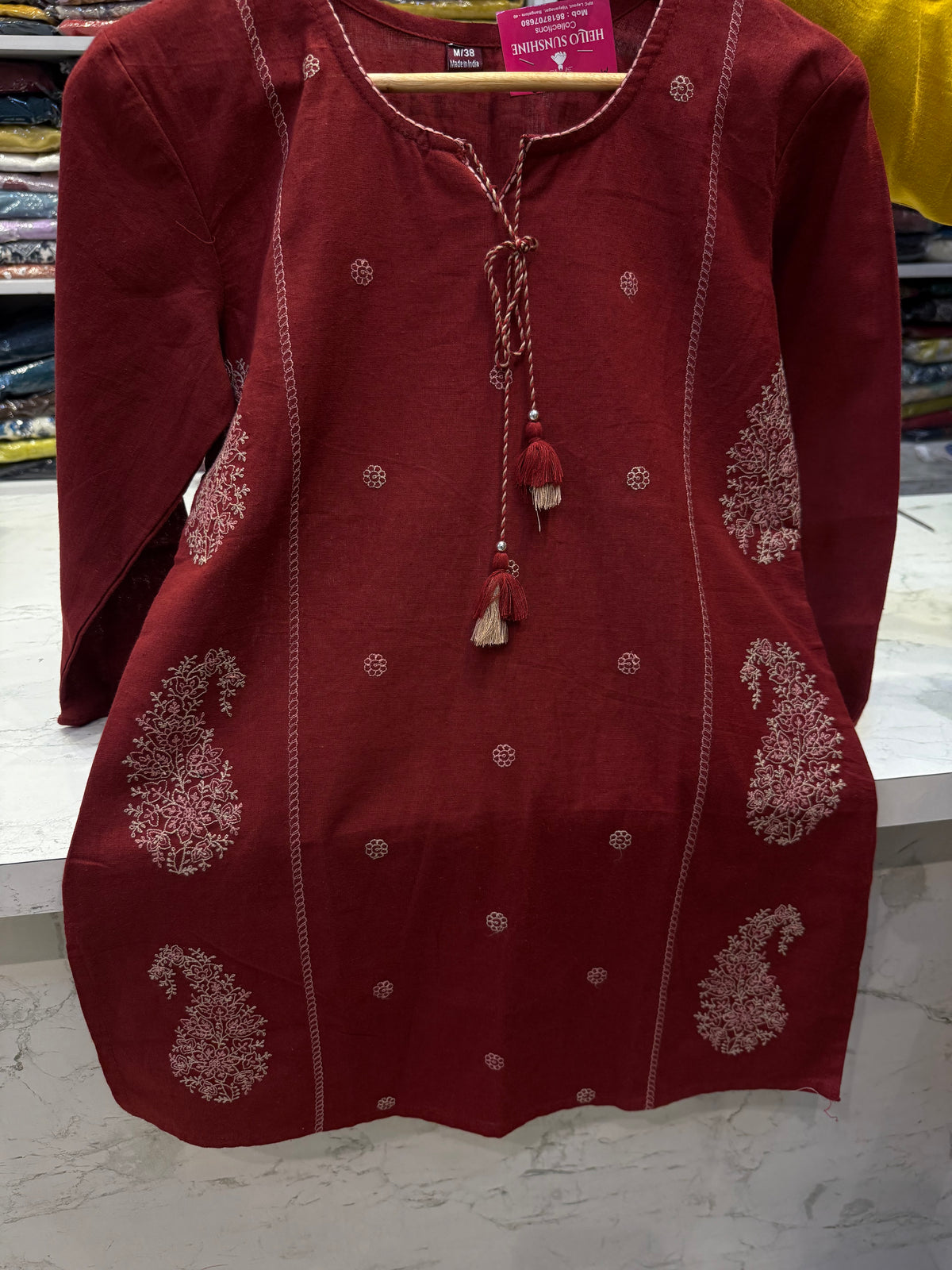 Brown Embroidery Tunics Top -HSC1283