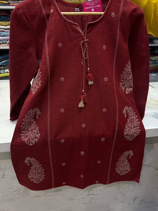 Brown Embroidery Tunics Top -HSC1283