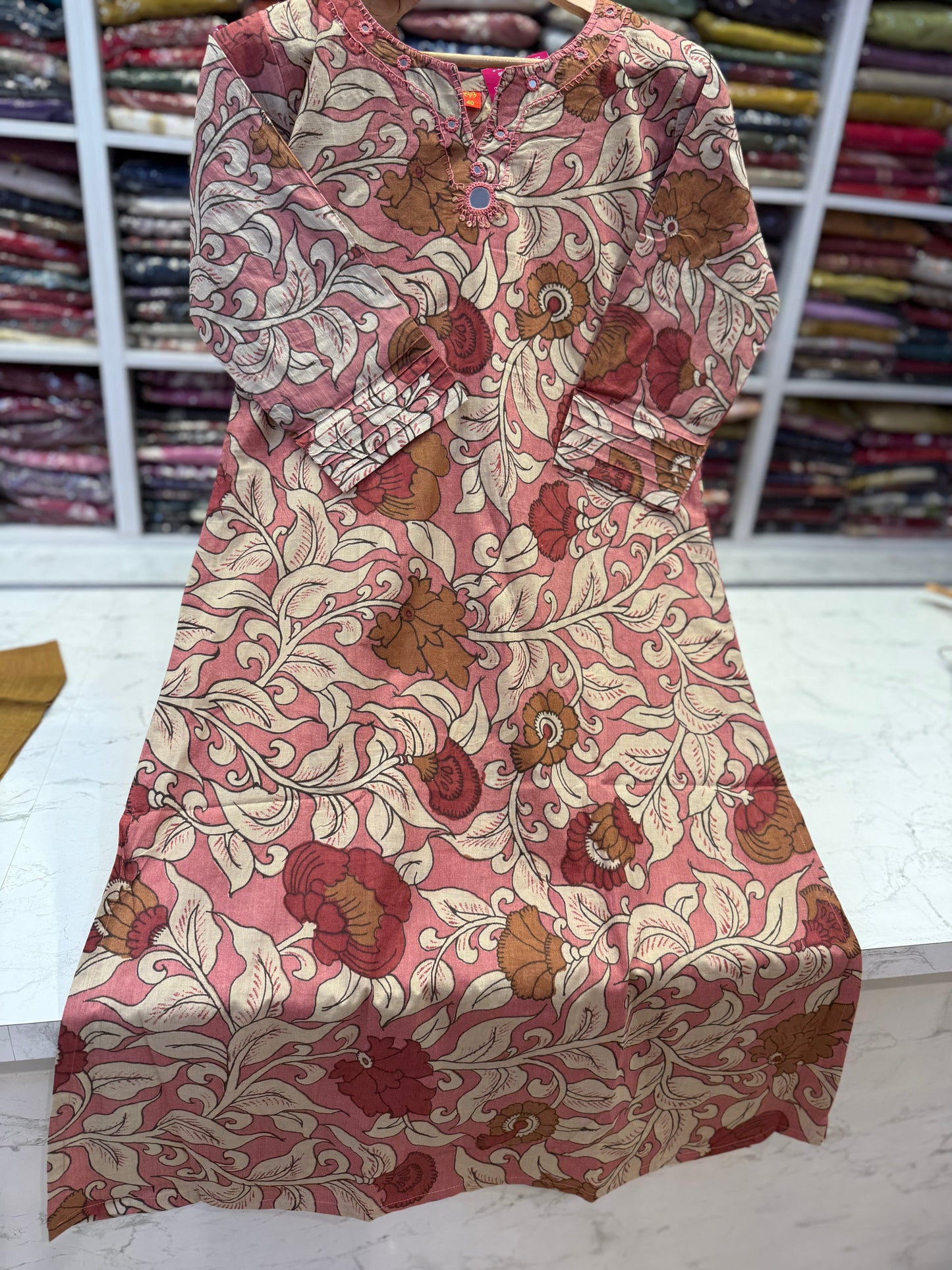 Natural Printed Floral Pure Cotton Kurti