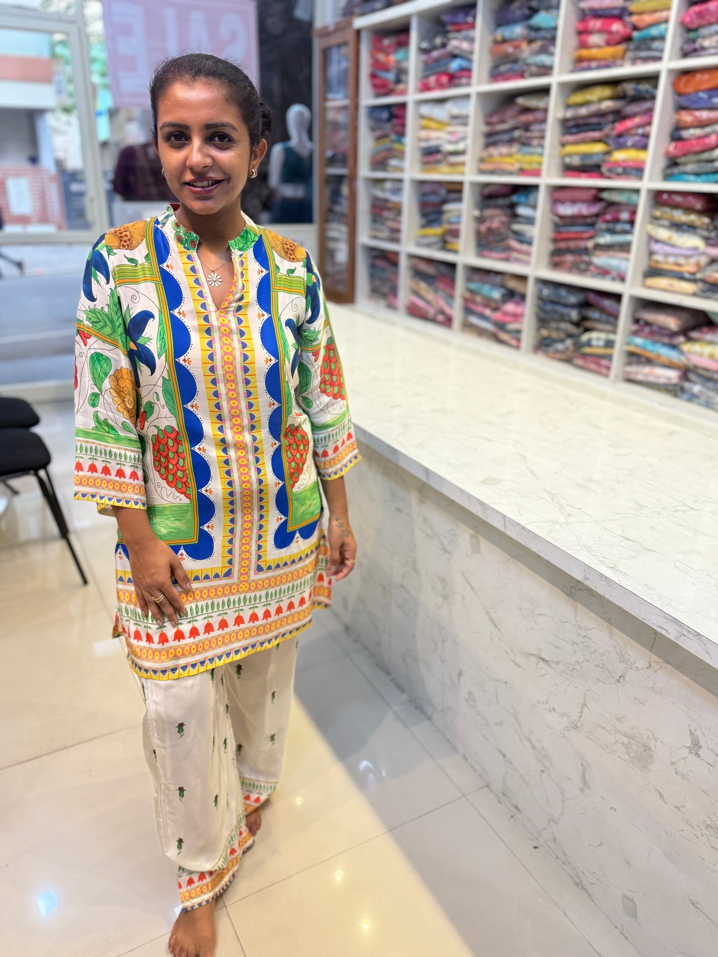 Pure Crepe Multicolour Co-ords set