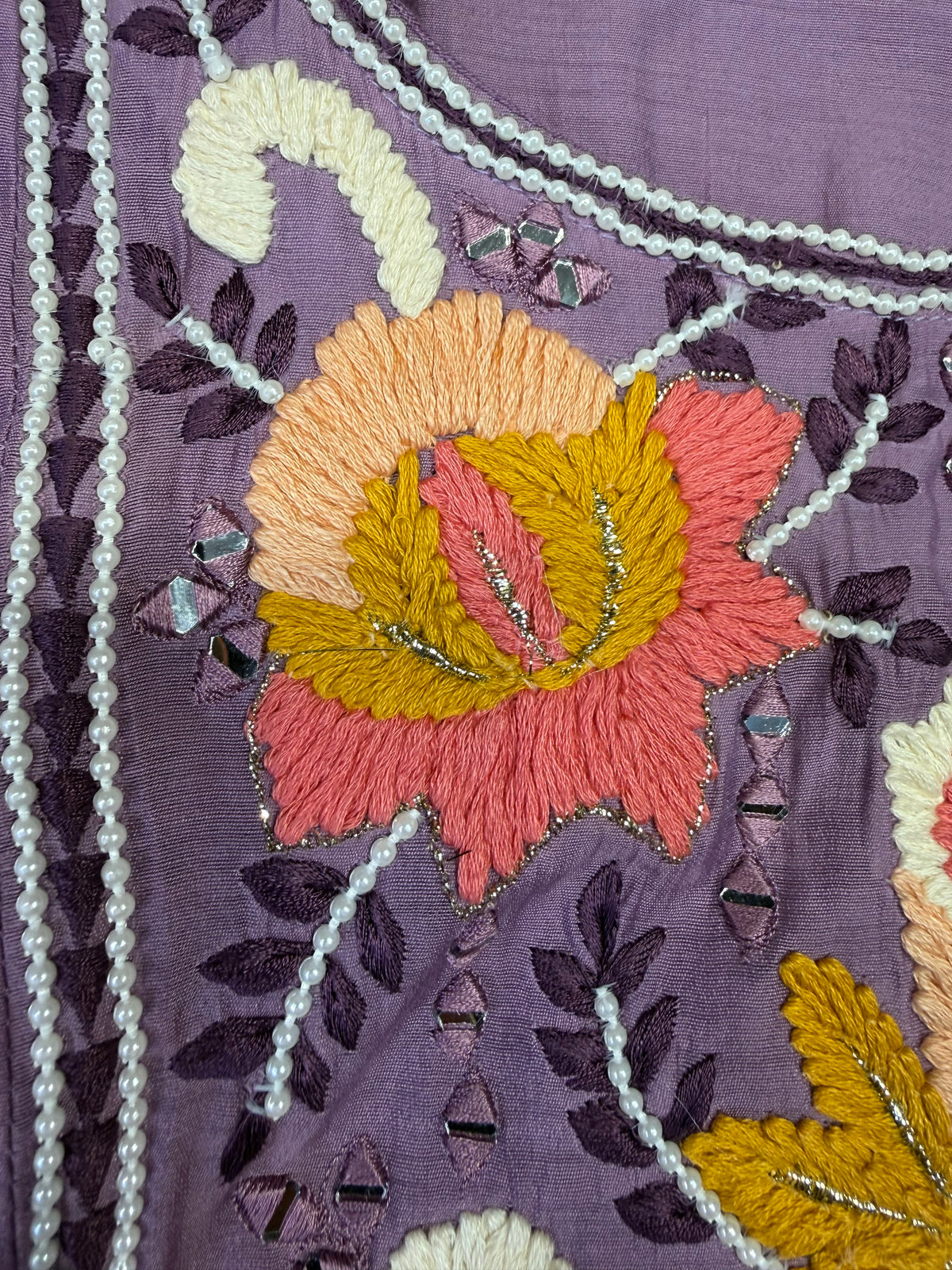 Lavender Embroidery Kurti With Pant and Handbrush Dupatta -HSC1272