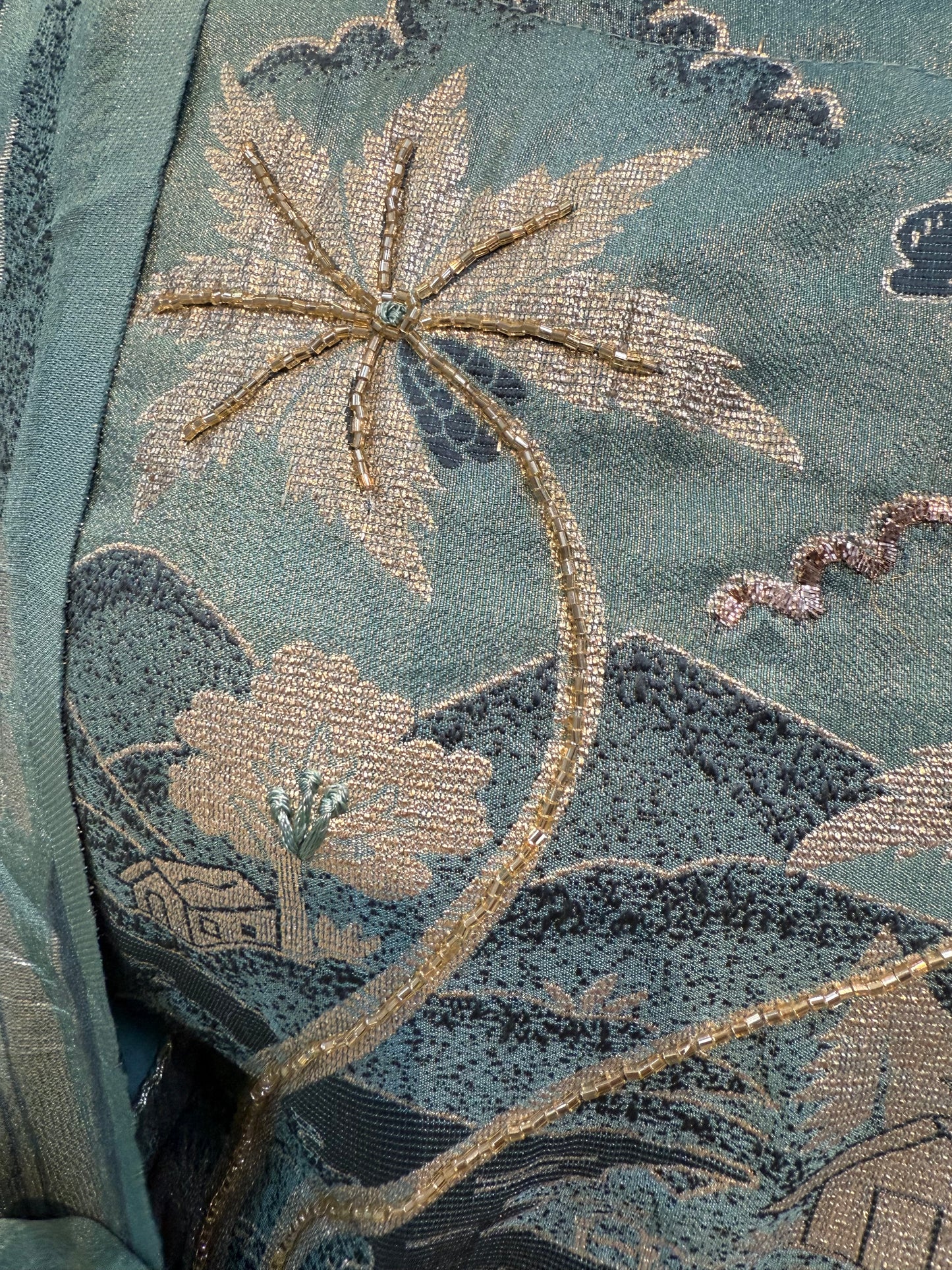 Blue Shimmer Nature Embroidery Kurti With Pant and Dupatta