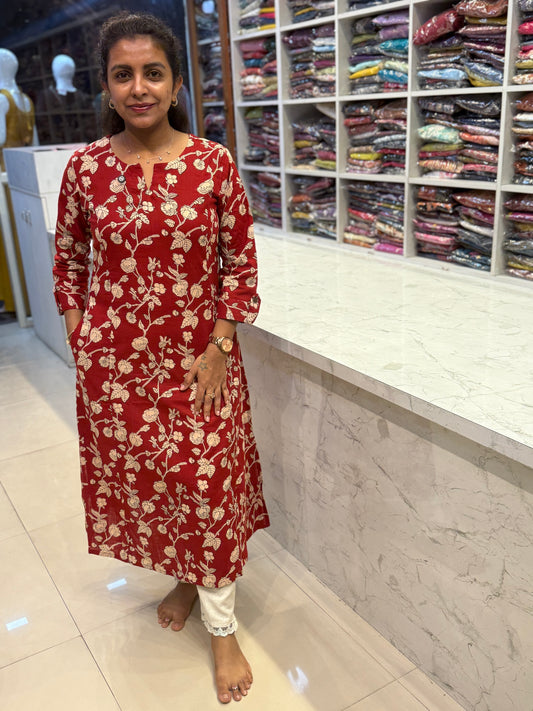 Printed Pure Cotton Kurti With pocket