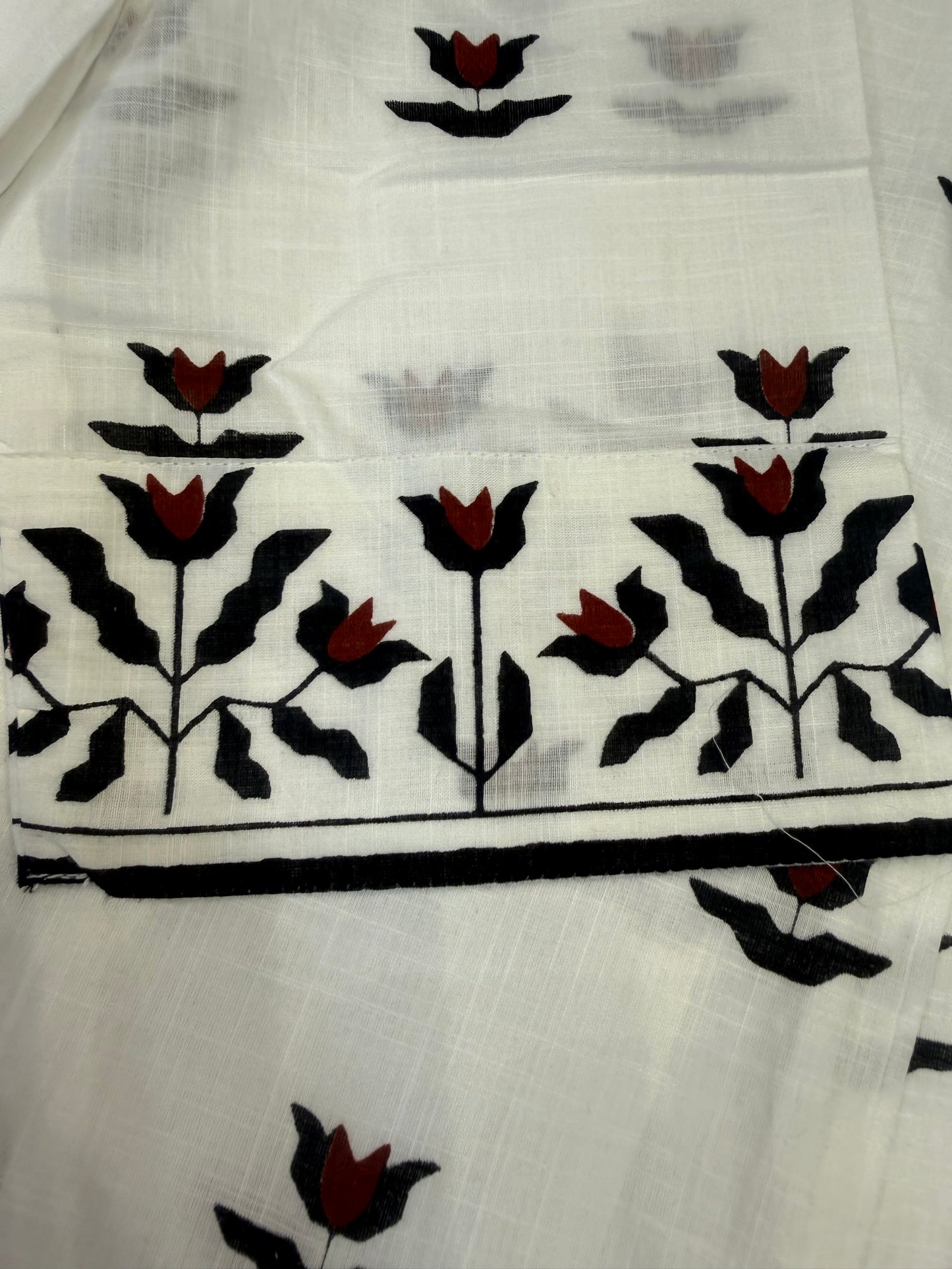 Pure White Pure Cotton Embroidered Kurti With Pant-HSC81