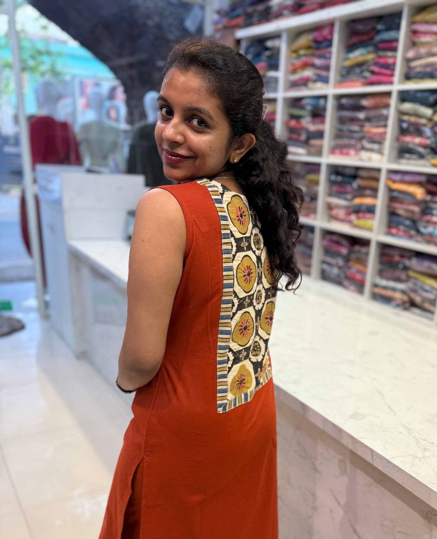 Rust Designer Wear Pure Cotton Co-ords Set-HSC24