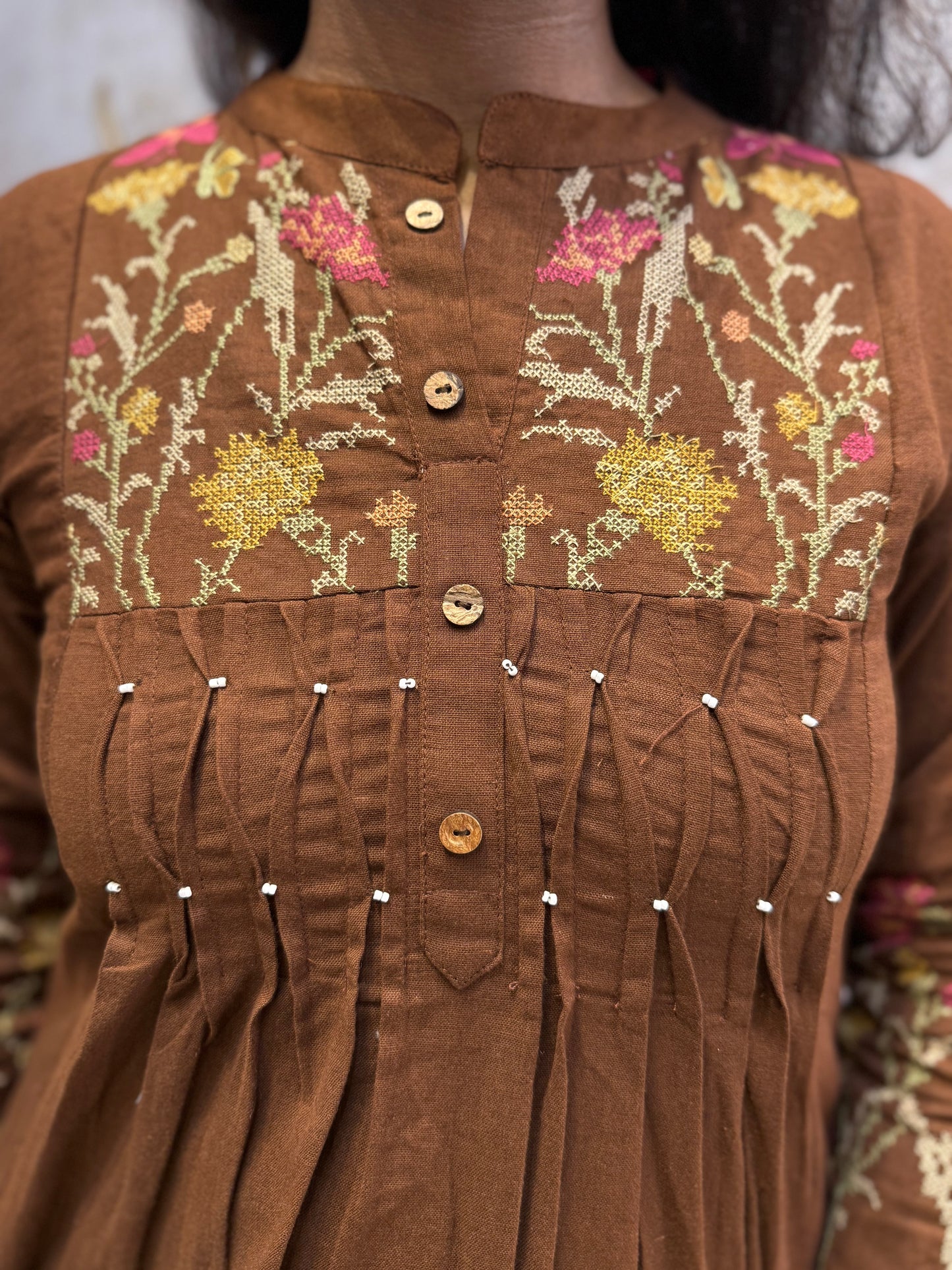 Crossstitch work Pure Cotton Kurti With Pant - HSC1157