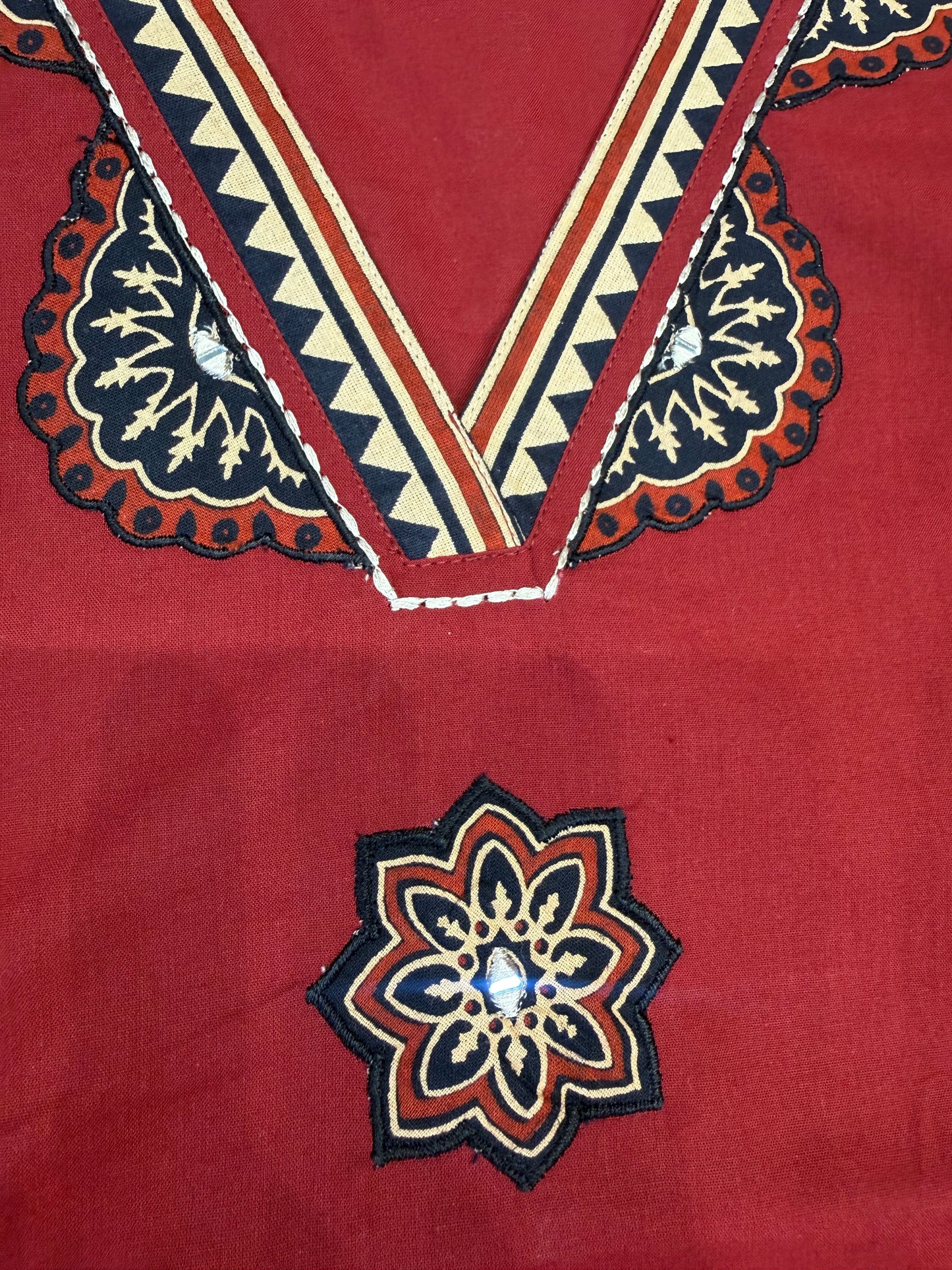 Two Sides Pockets Marron Pure Cotton Kurti With Pant and Dupatta