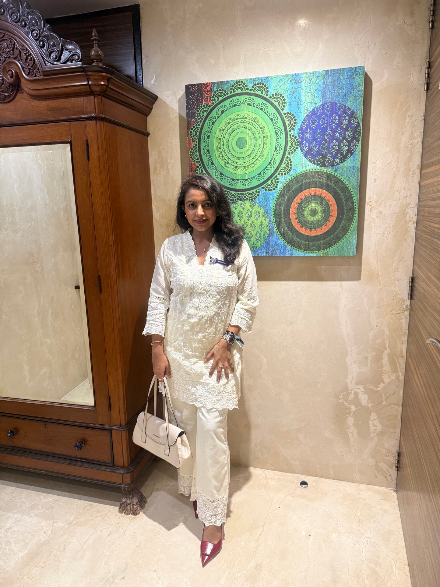 Cutwork Pure Cotton White Co-ords Set