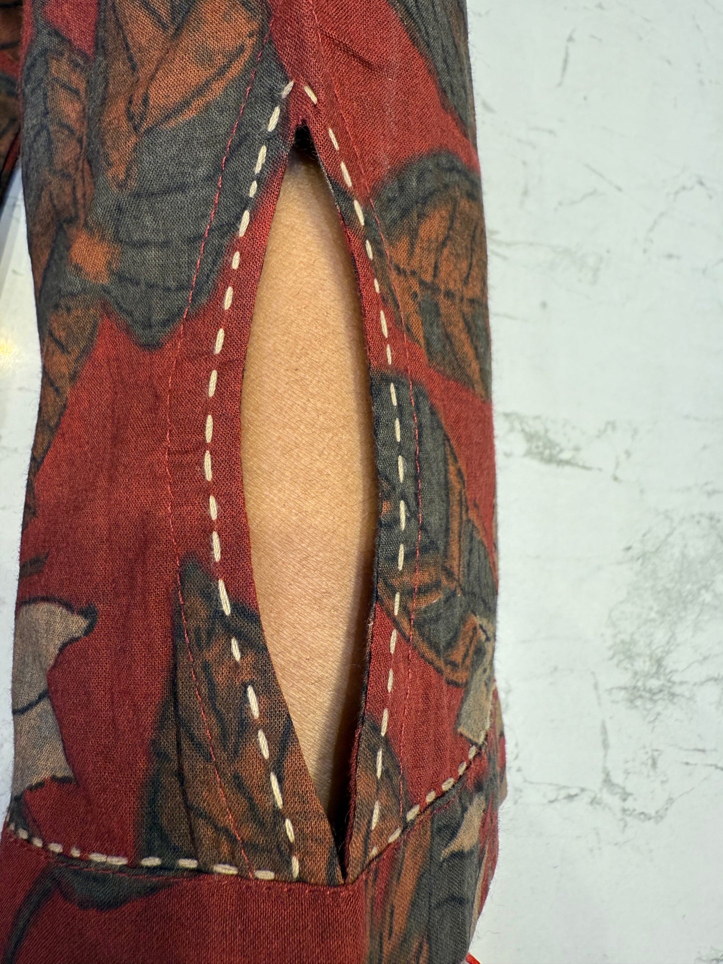 Marron Natural Print Floral Kurti