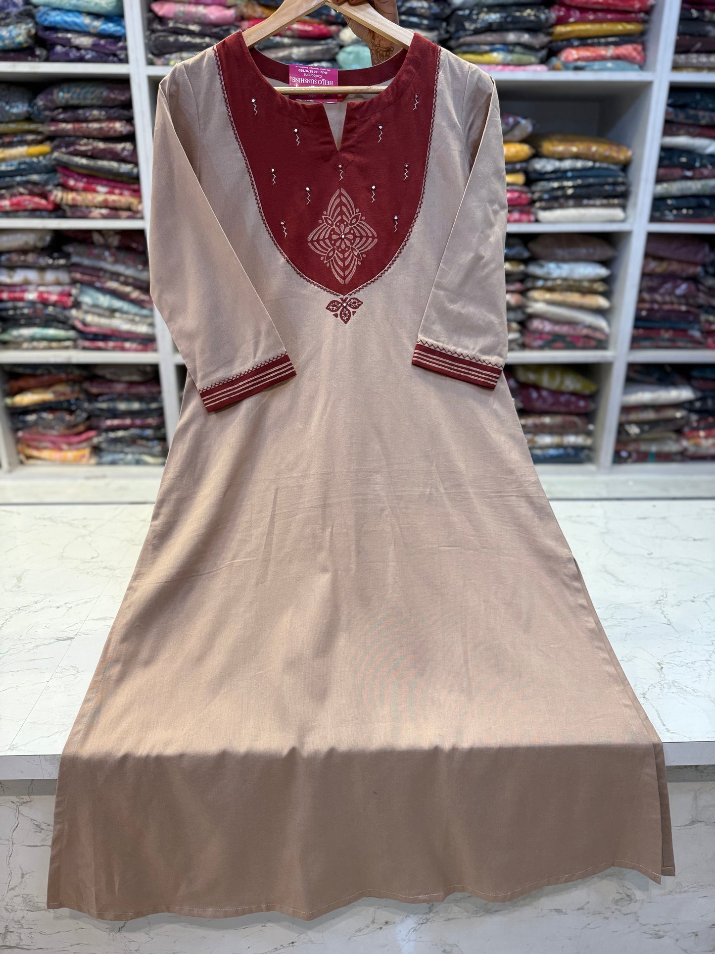 A-line Pure Cotton Block Printed Kurti