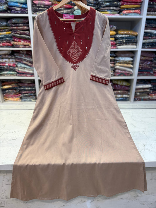 A-line Pure Cotton Block Printed Kurti