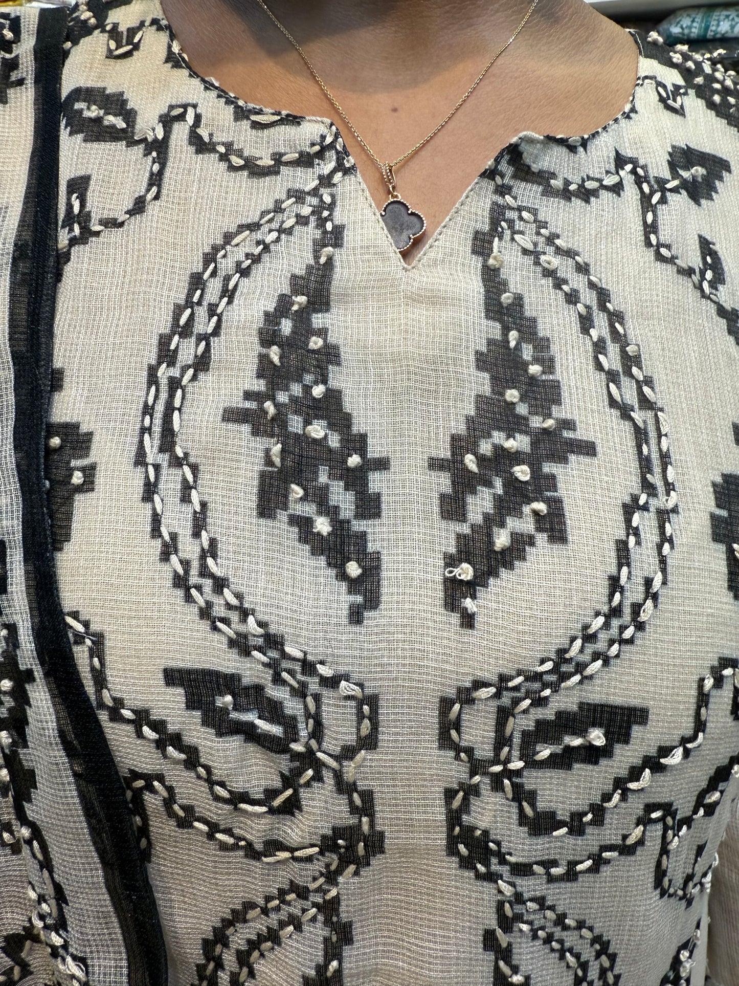 Half white Pure Kota linen