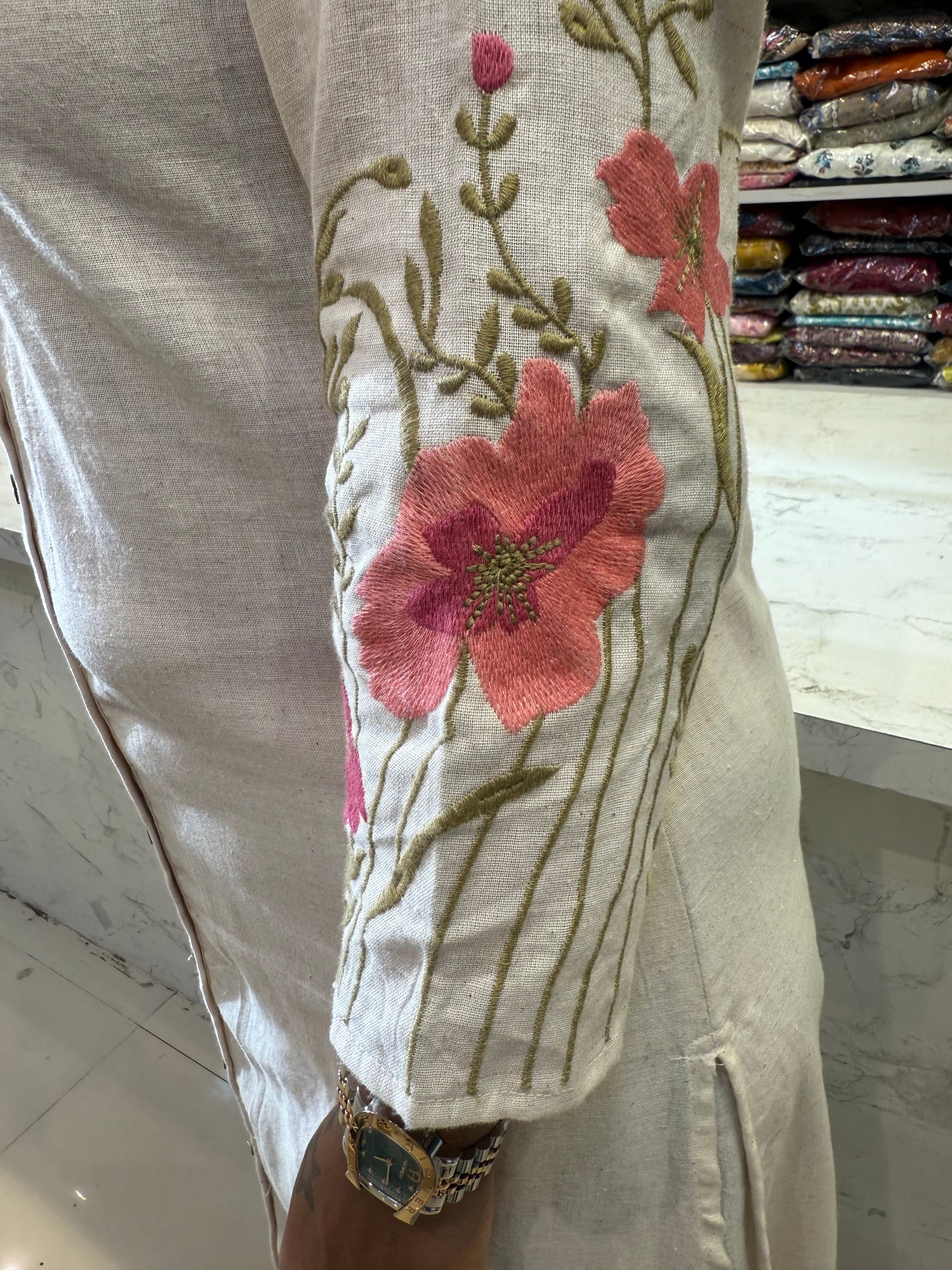 Half White Cotton Co-ords Set