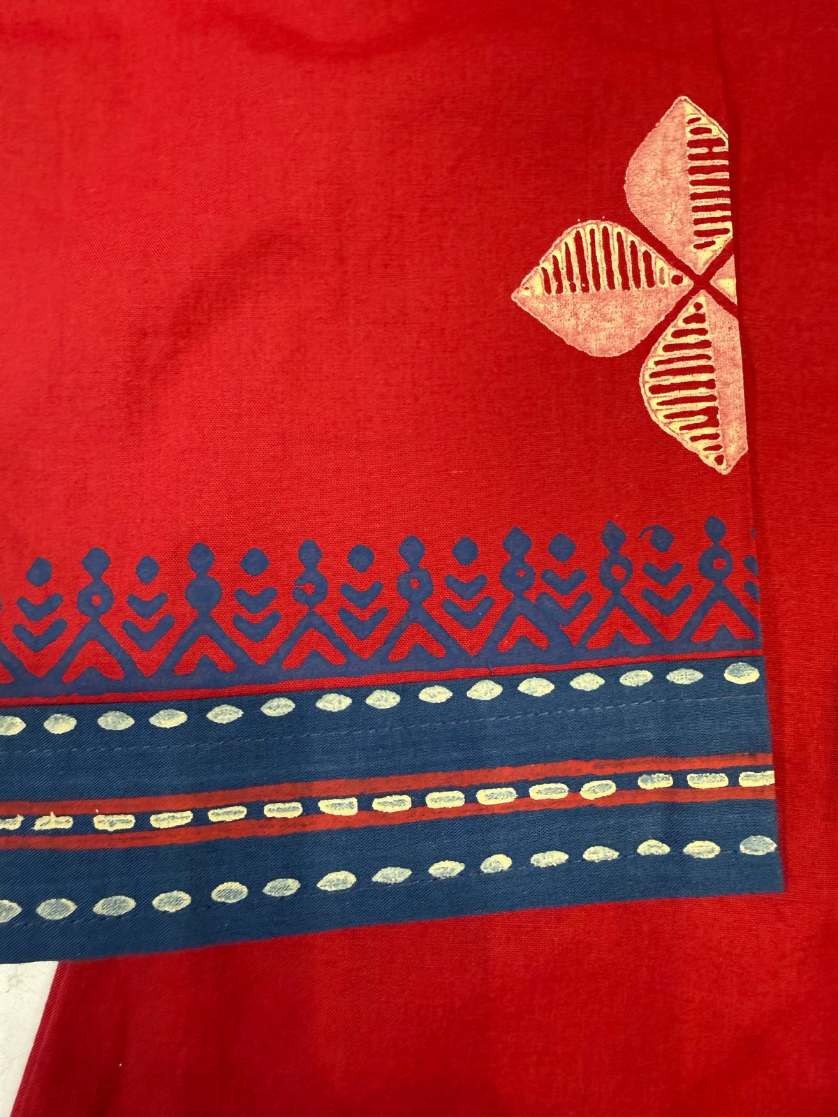 Red Pure Cotton Kurti With Pant and Hand Block Dupatta -HSC1274