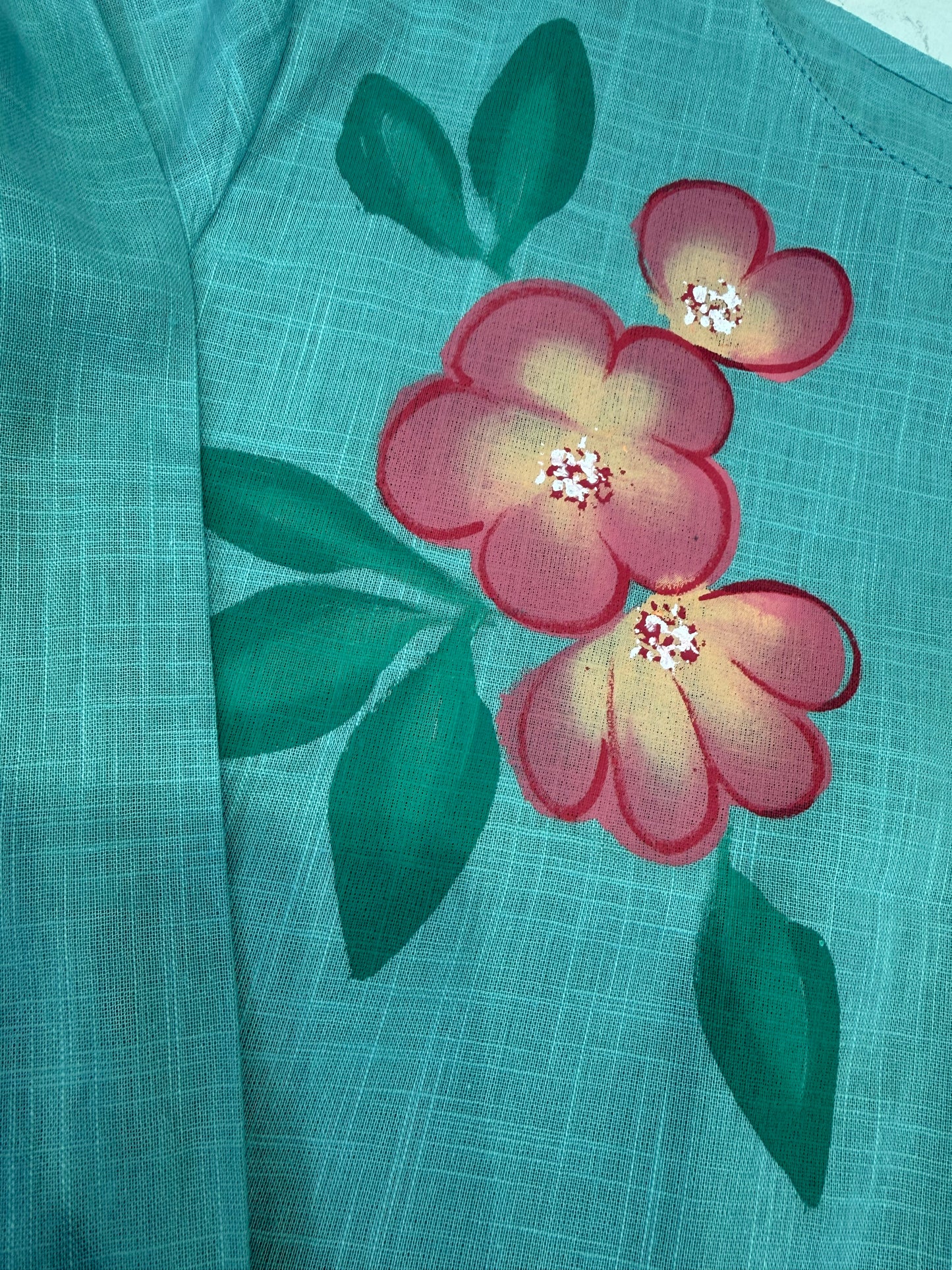 Hand Panited Powder Blue Kurti With Pant and Dupatta-HSC115