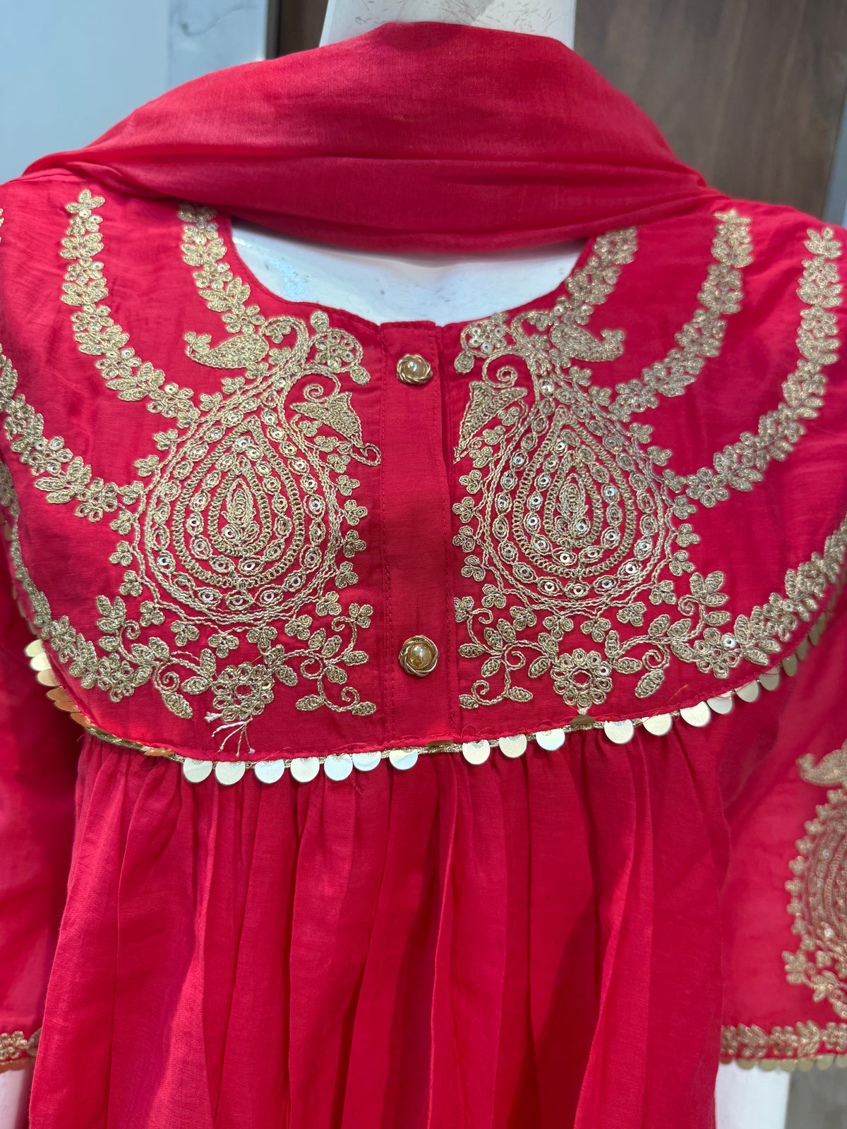 Pink Mul Chanderi Silk Embroidered Kurti With Pant -HSC1298