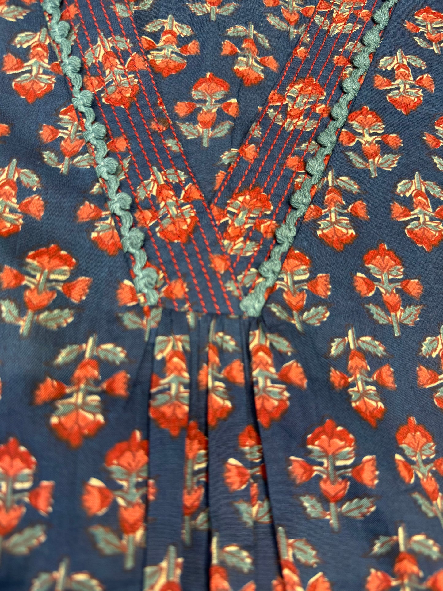 Blue Natural Print Floral Pure Cotton Kurti