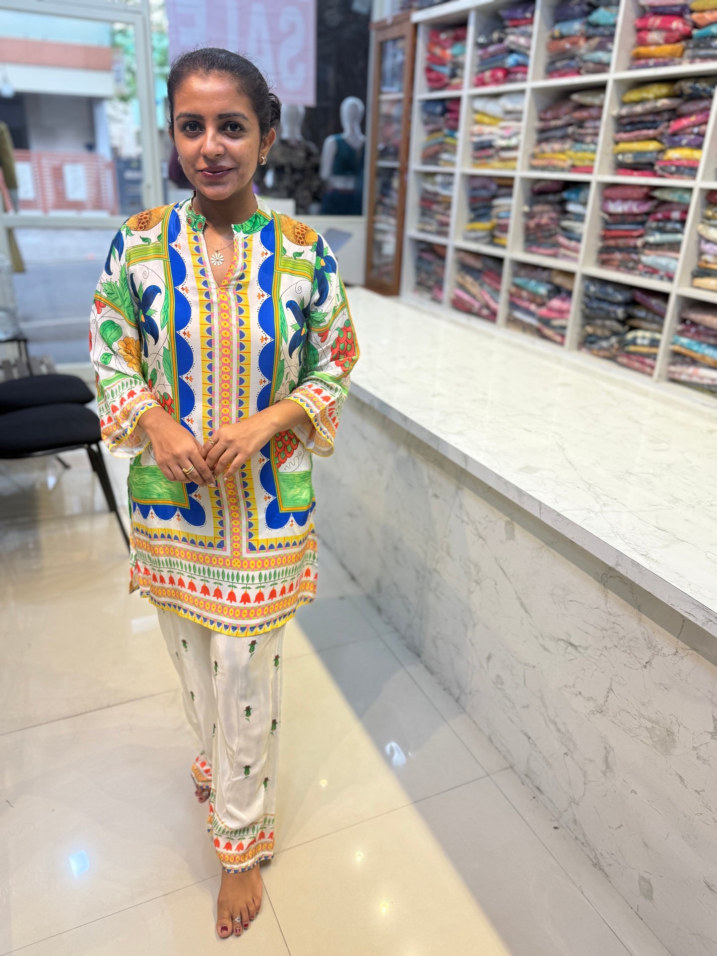 Pure Crepe Multicolour Co-ords set