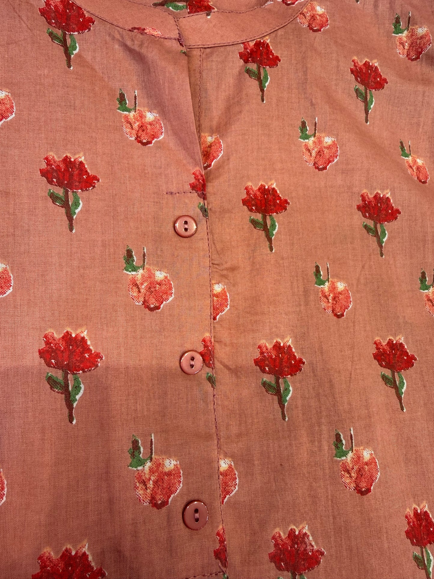 Peach Printed Pure Cotton Tunics Top