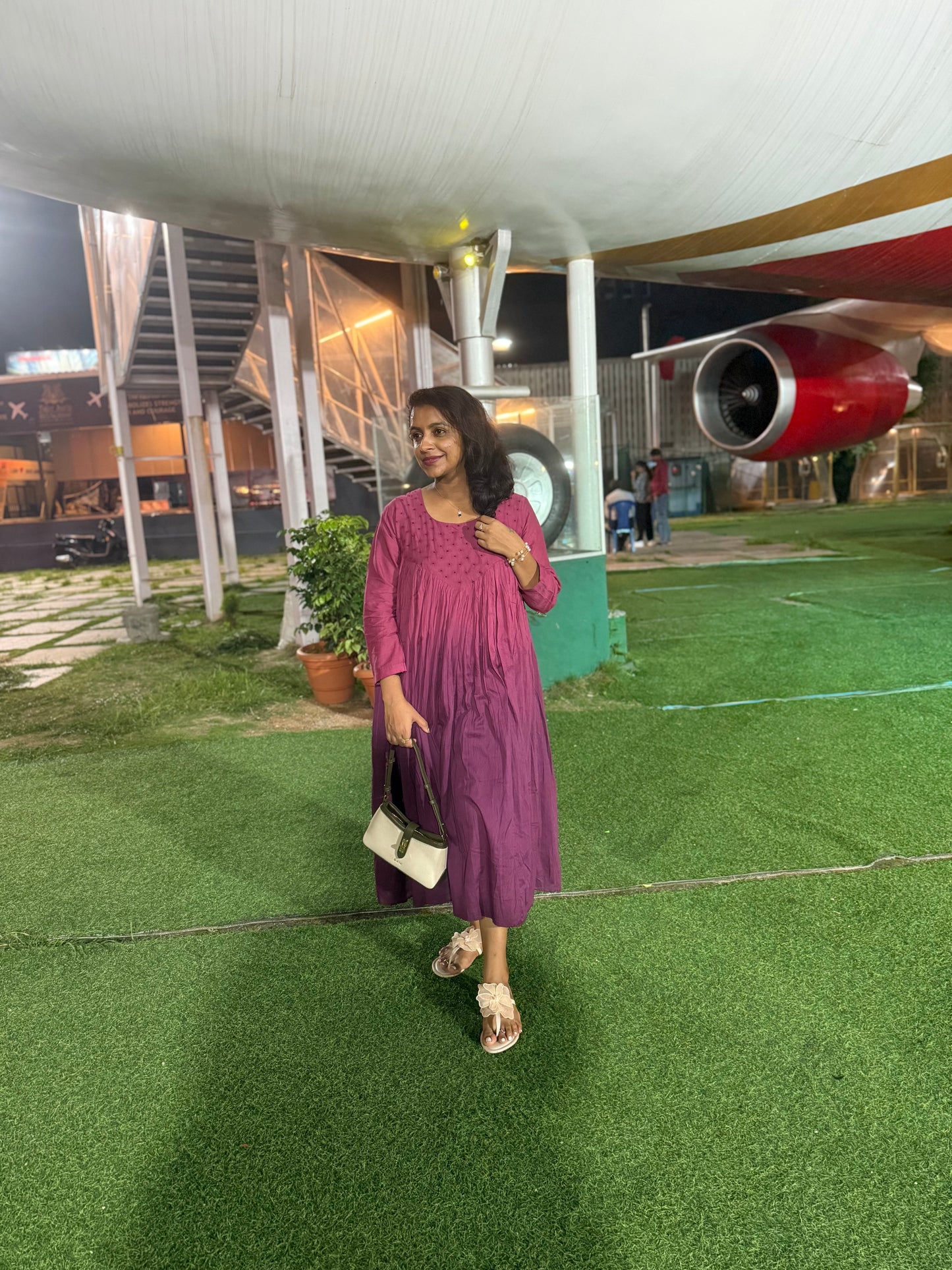 Dual Wine Mul Cotton Gown-HSC172