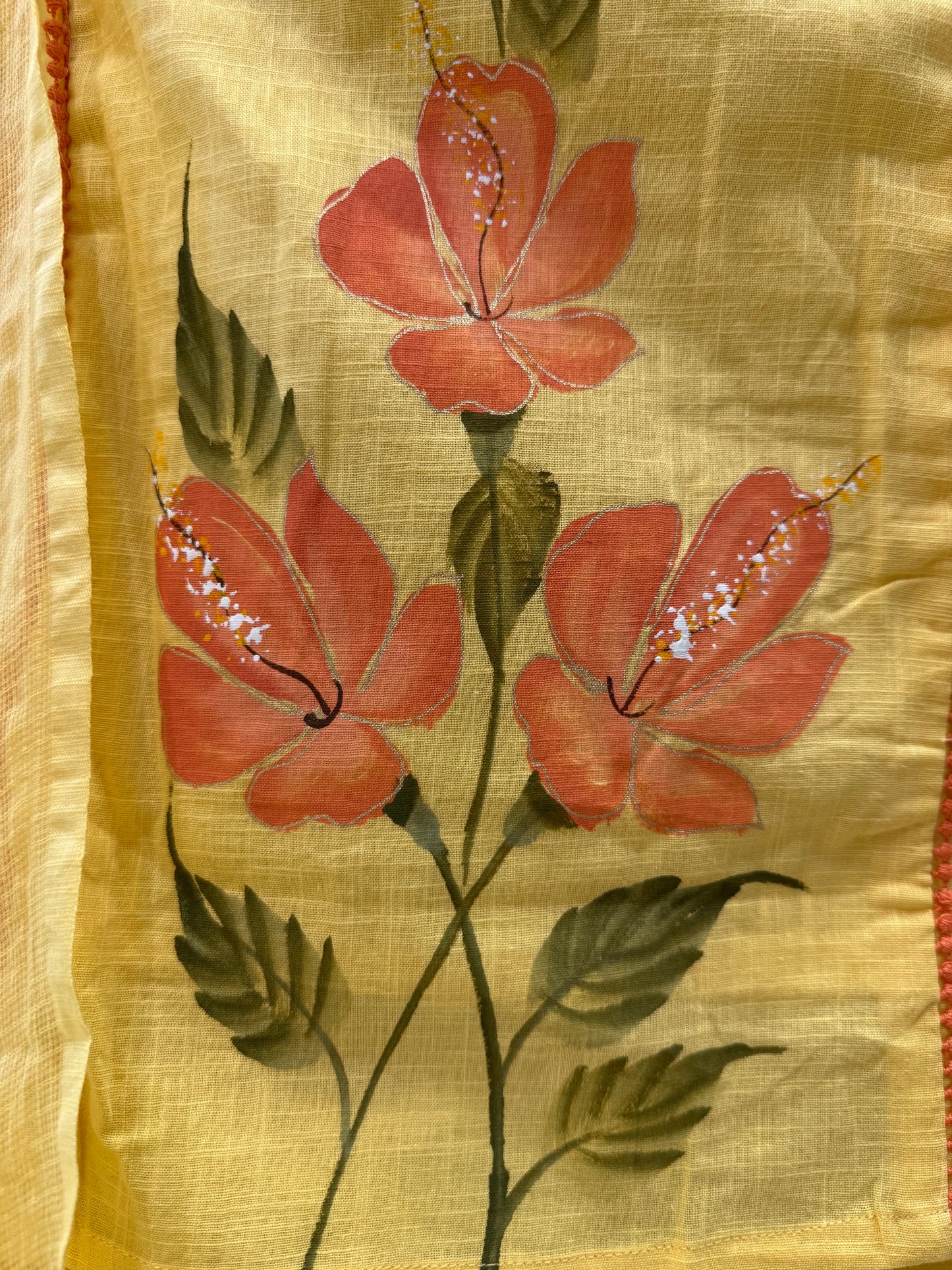 Hand Brush Painted Pure Cotton Kurti With Pant and Dupatta