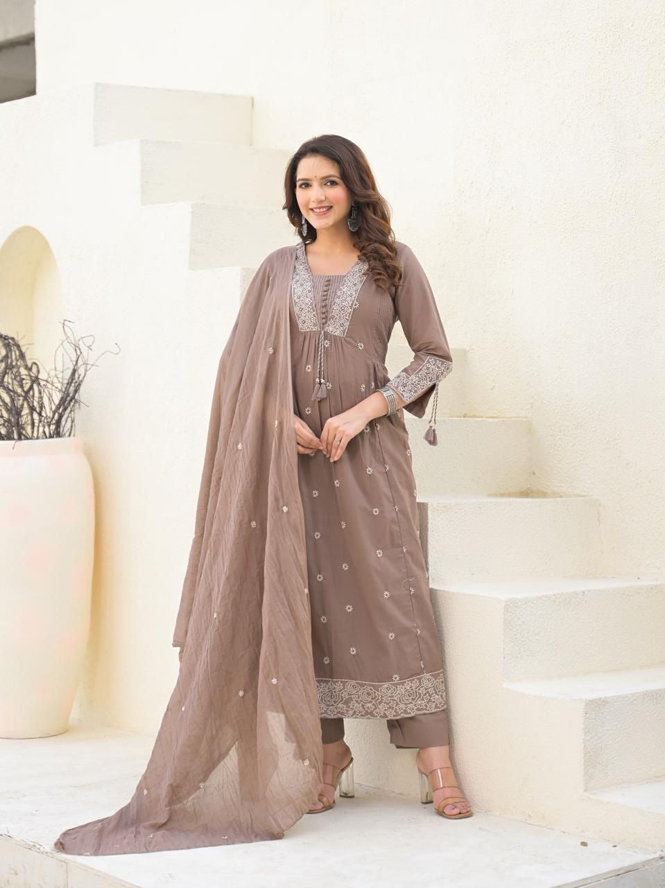 Grey Mul Cotton Salwar Set